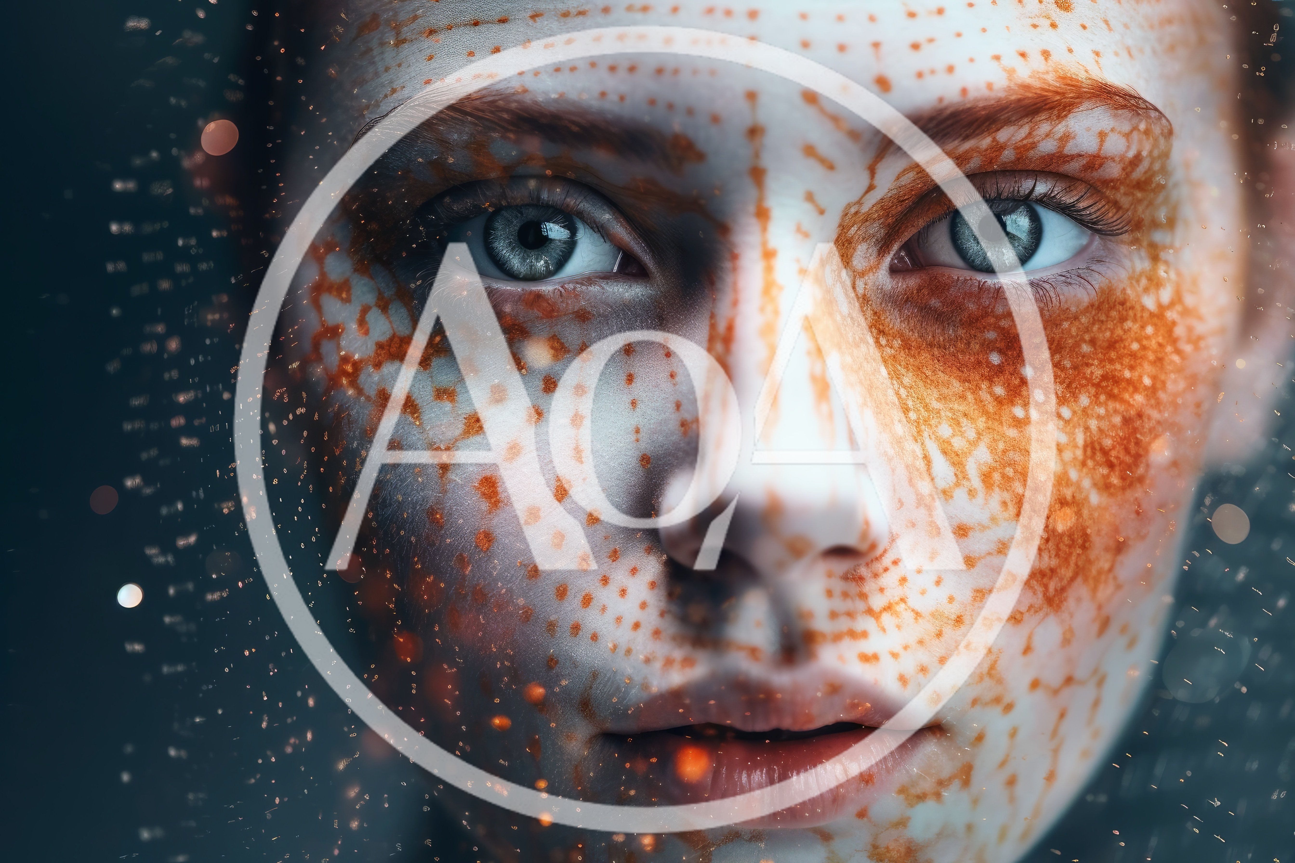 Close Up Portrait Of A Woman With Digital Freckles