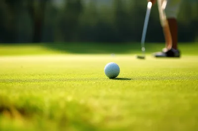 Golf Ball Resting On A Putting Green
