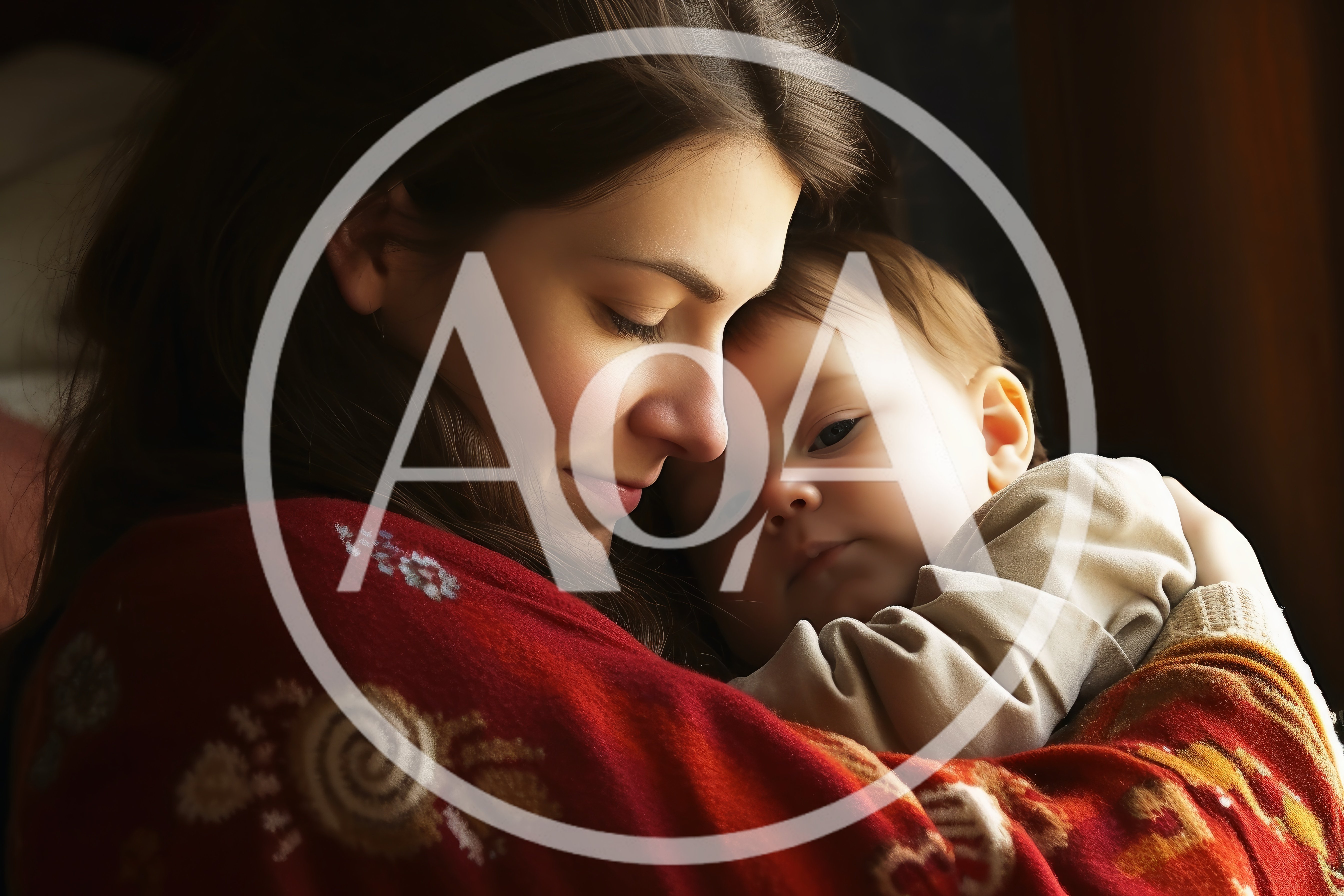 Mother Holding Her Baby In A Warm Embrace