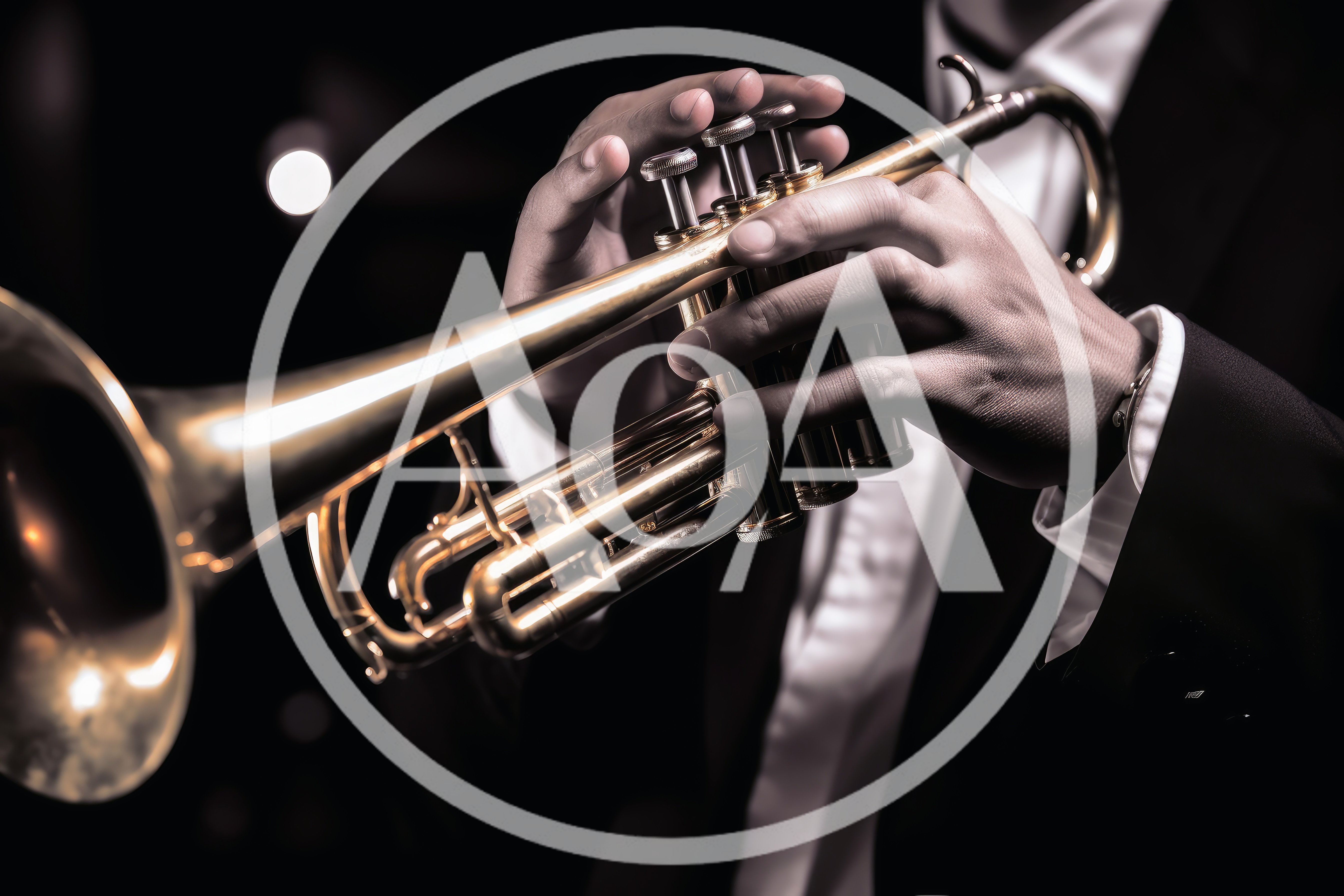 Professional Musician Playing A Golden Trumpet