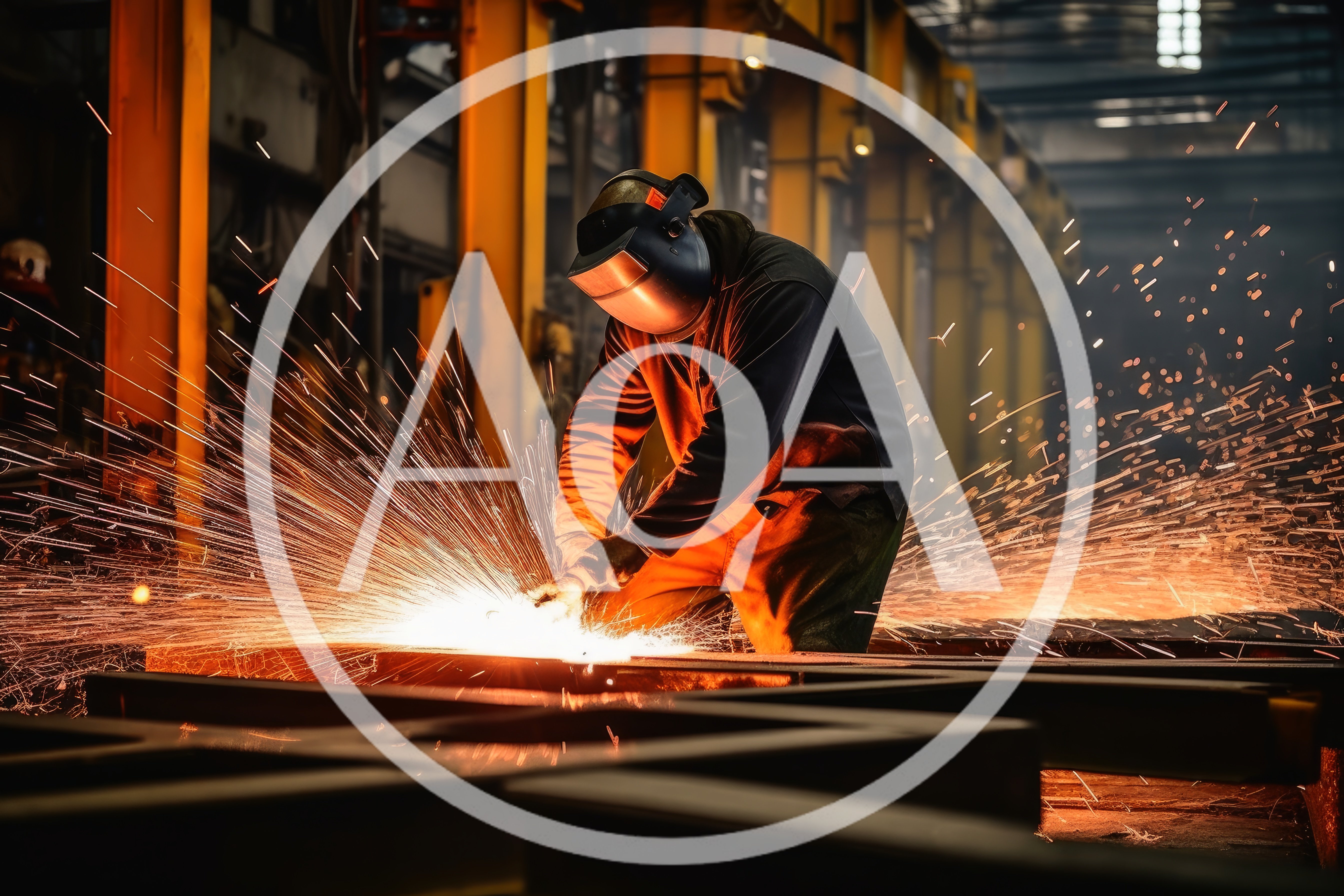 Industrial Metal Worker Grinding Steel In Factory