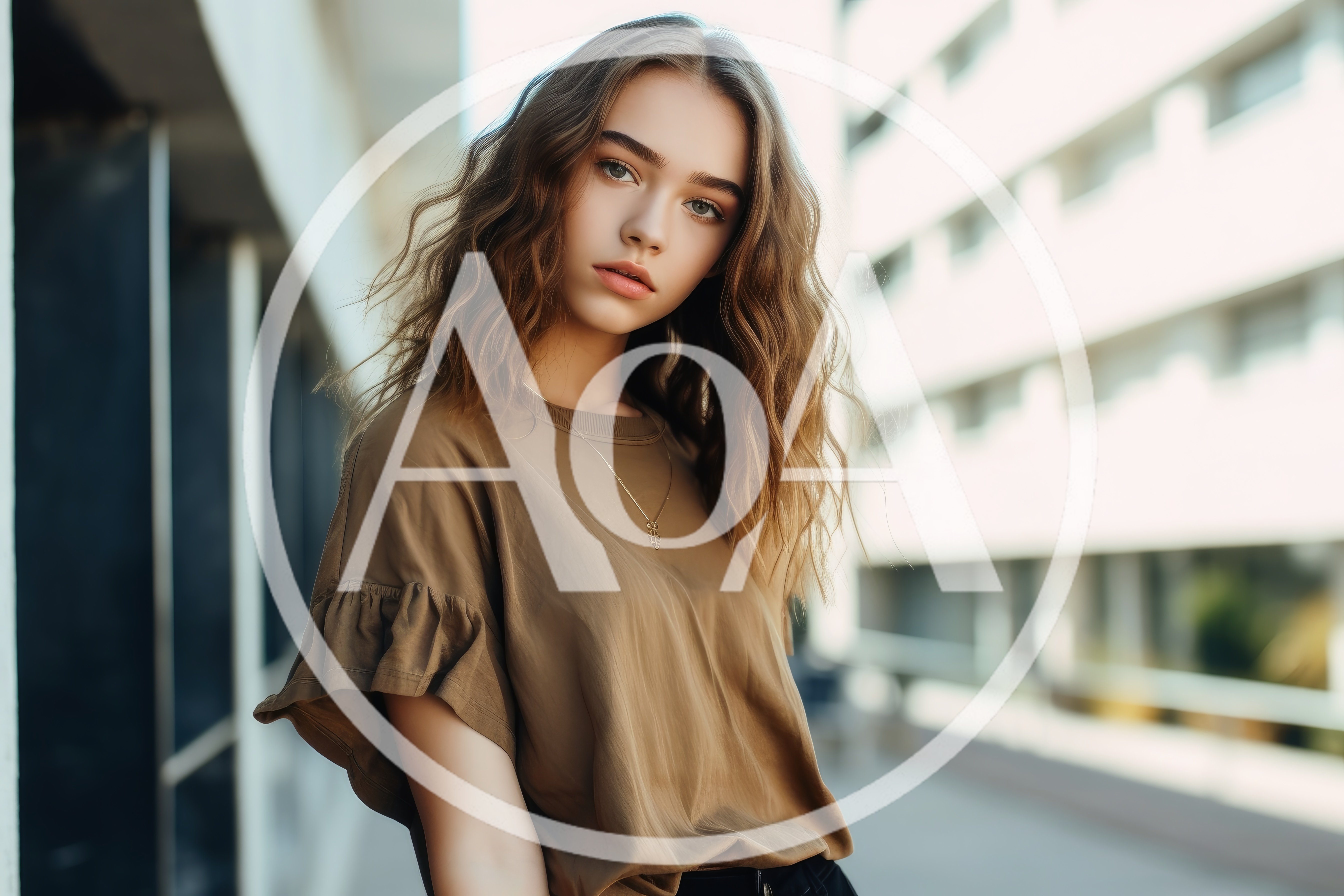 Portrait Of A Young Woman With Wavy Hair