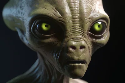 Close Up Portrait Of A Realistic Extraterrestrial Alien