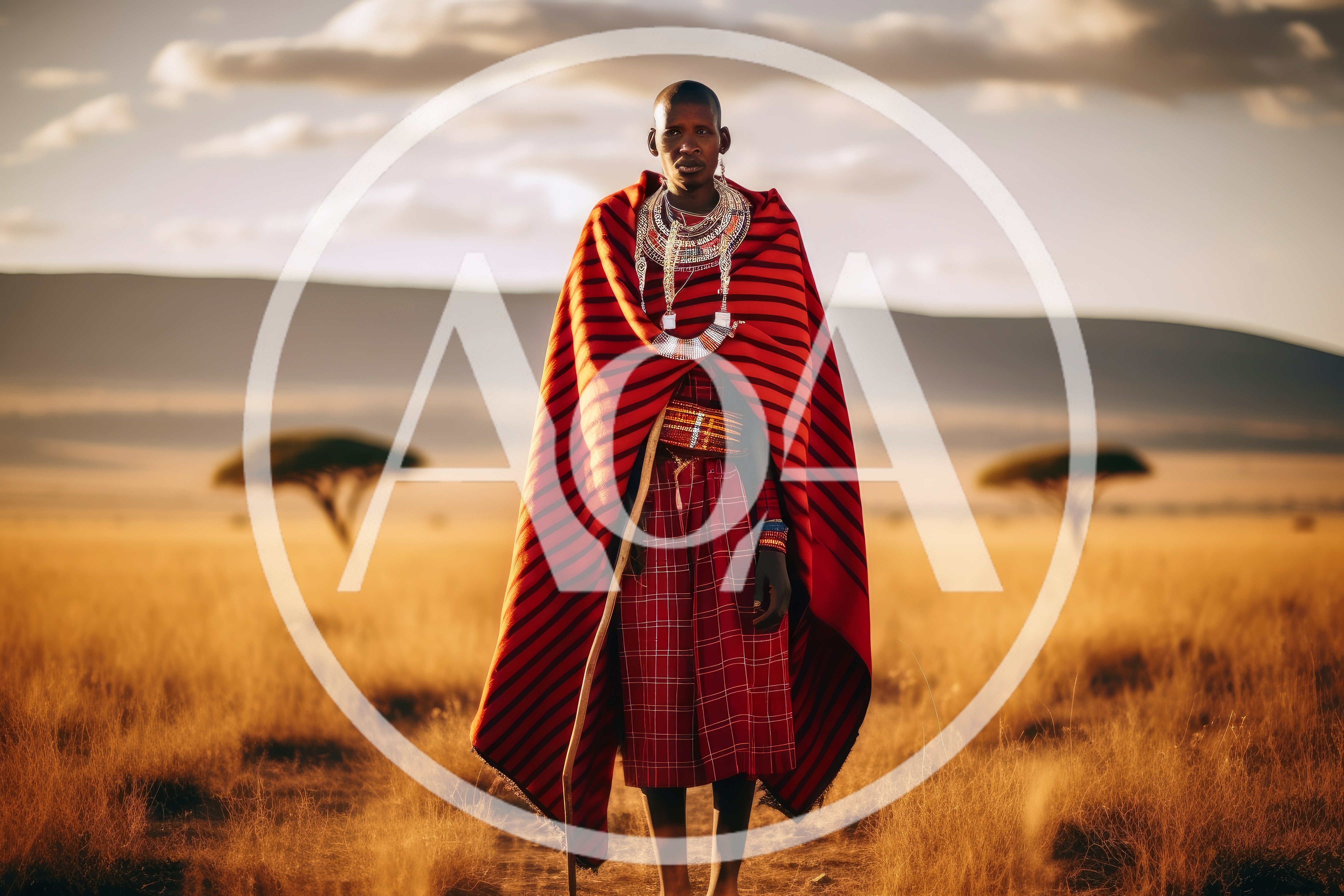 Maasai Warrior Standing In The African Savannah