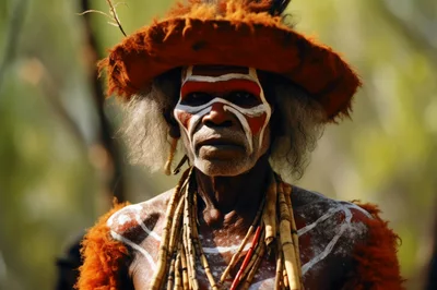 Indigenous Australian Elder With Traditional Ochre Body Paint