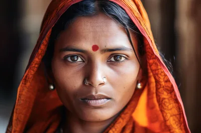Portrait Of A Young Indian Woman In Traditional Attire