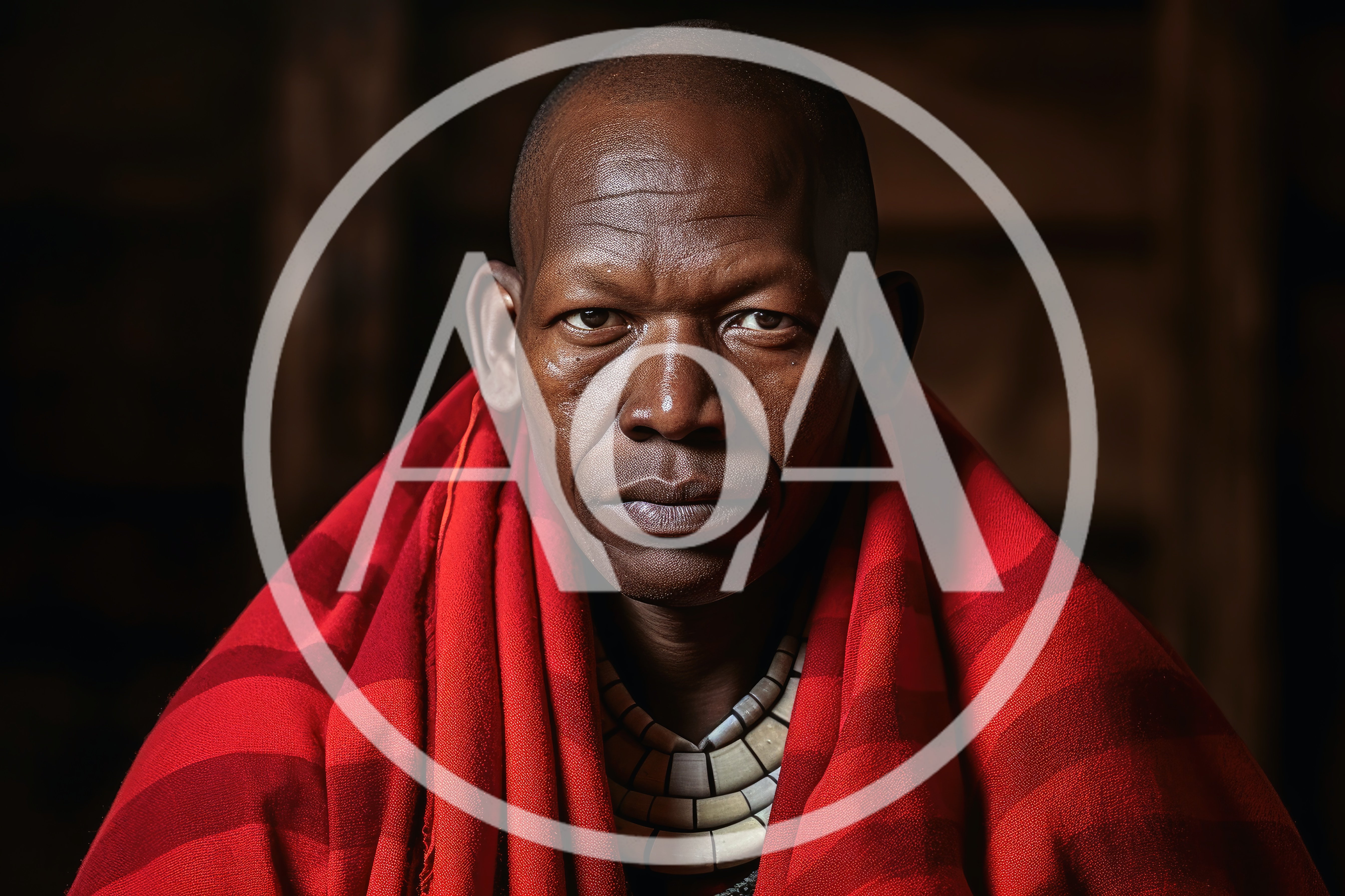 Portrait Of A Maasai Man In Traditional Red Shuka