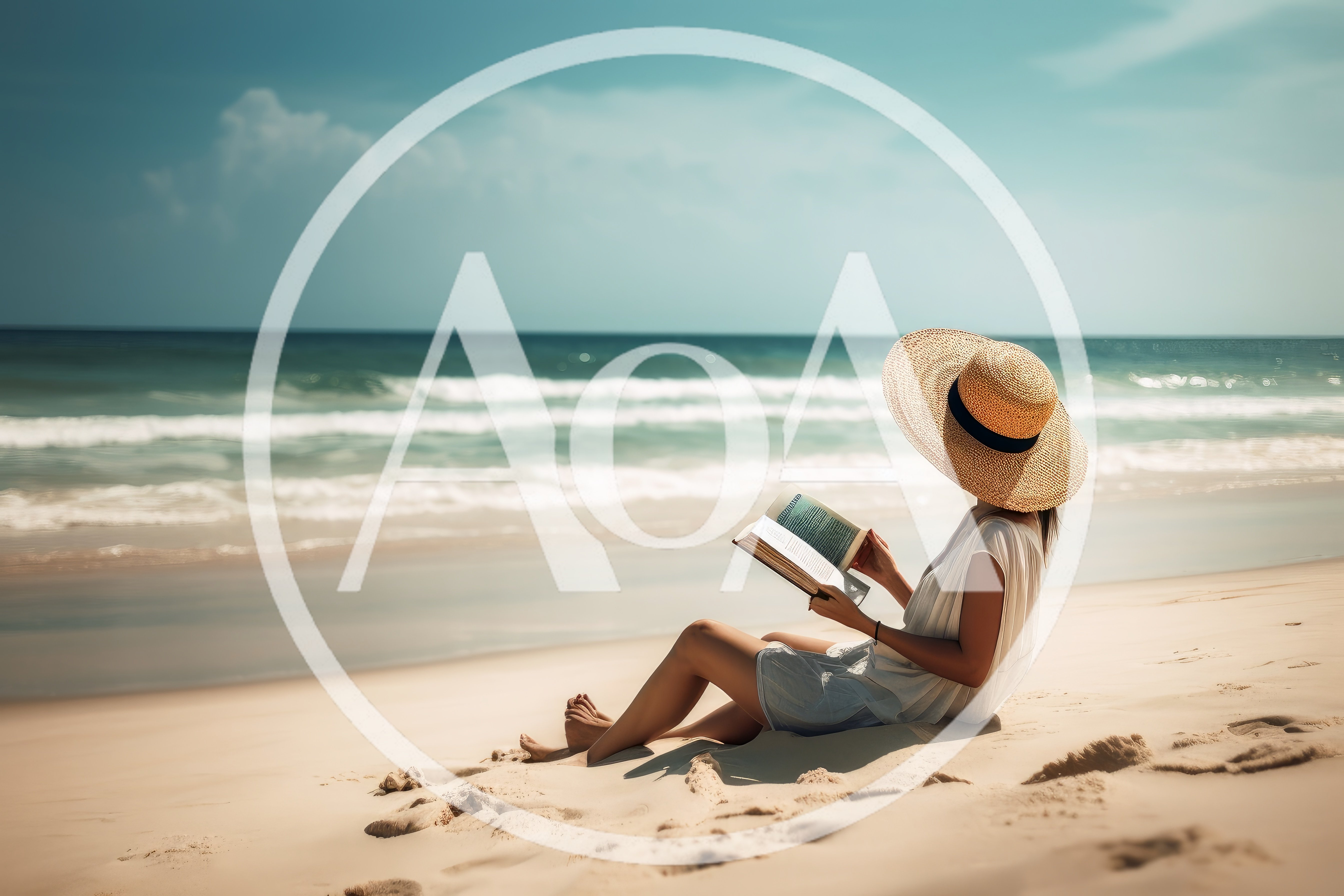 Woman Reading A Book On A Sunny Beach