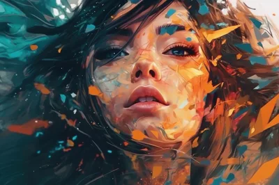 Abstract Digital Portrait Of A Woman With Colorful Fragments