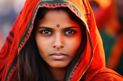 Portrait Of A Young Indian Woman In Traditional Attire