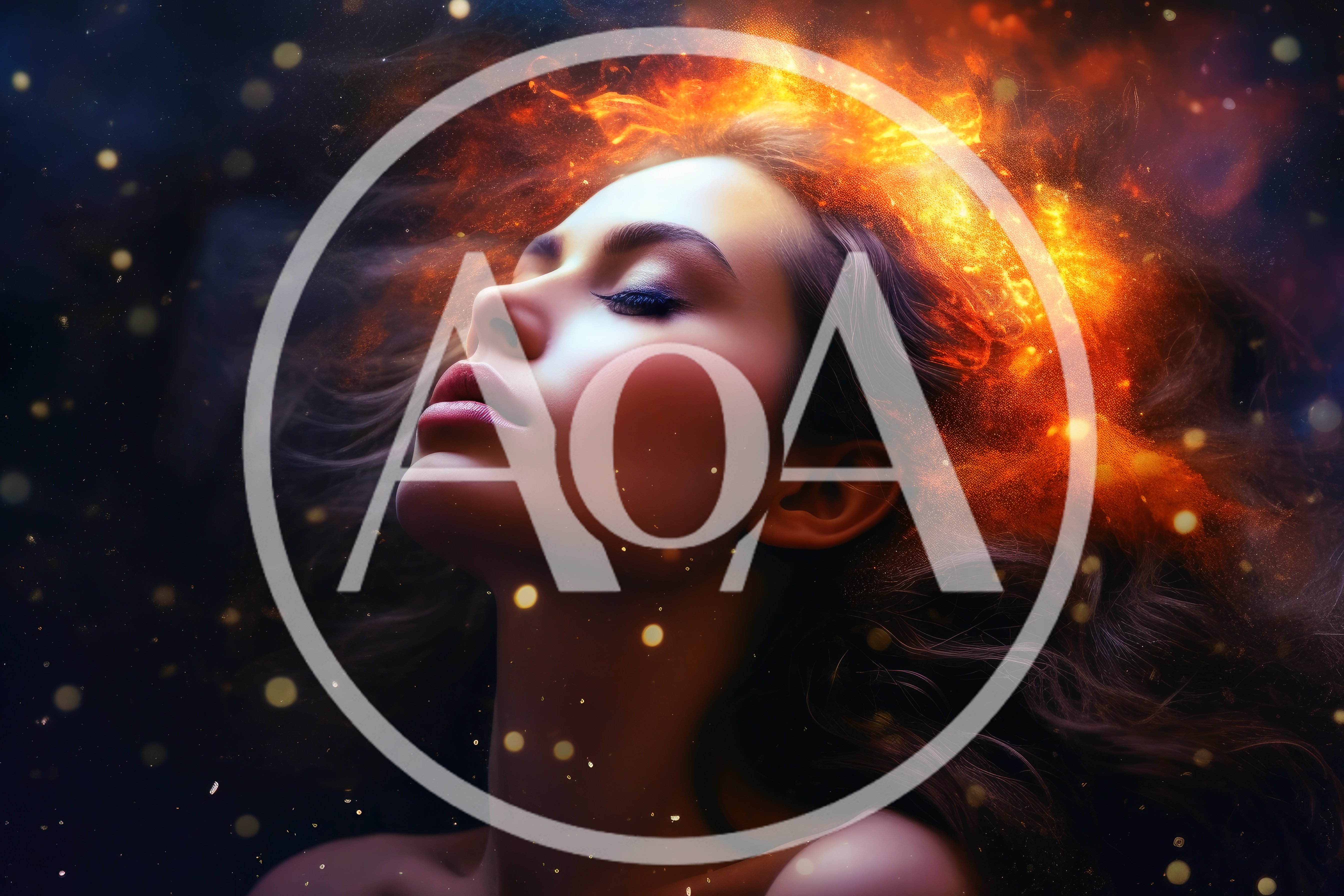 Ethereal Woman With Fiery Cosmic Hair