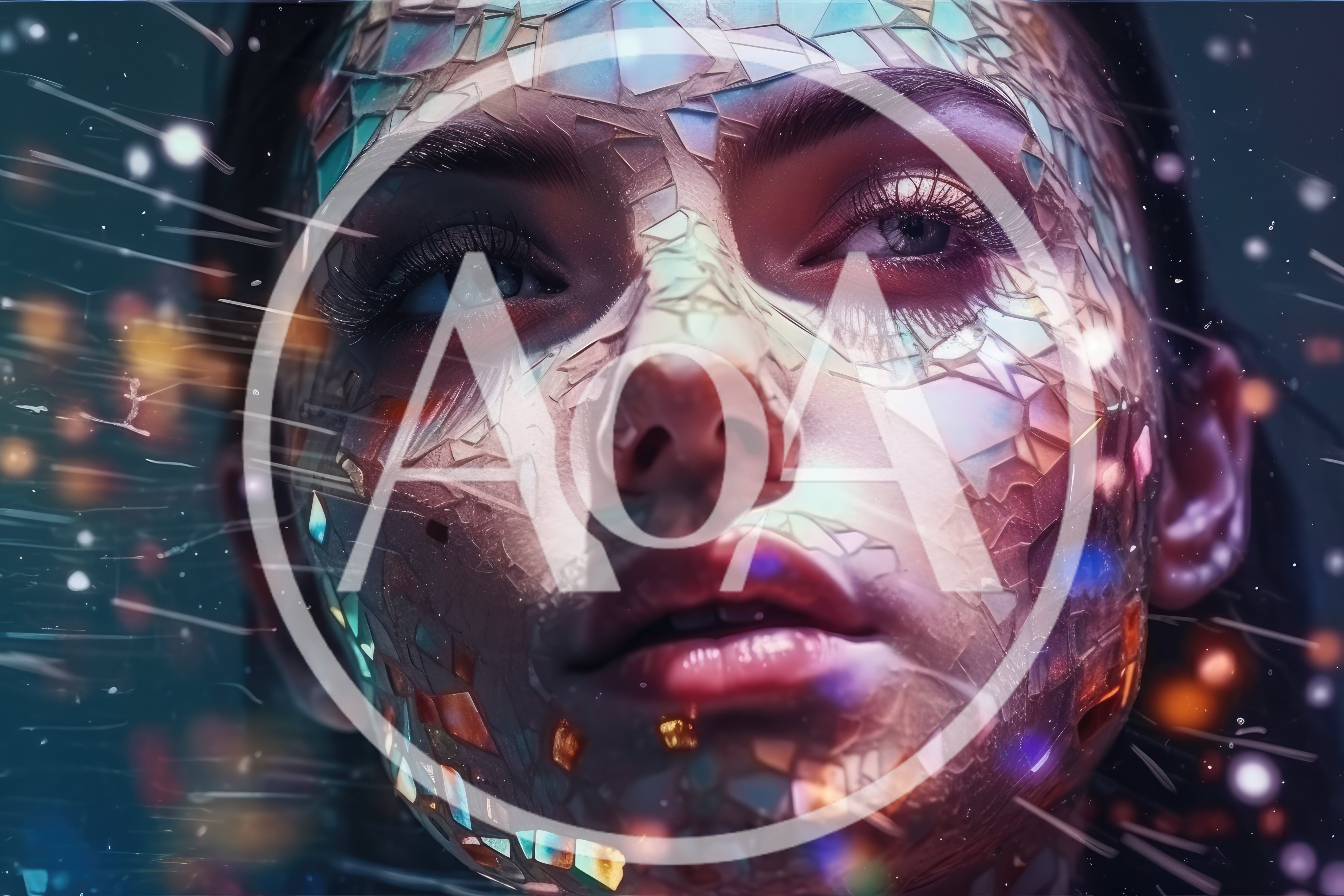 Surreal Portrait Of Woman With Shattered Glass Face