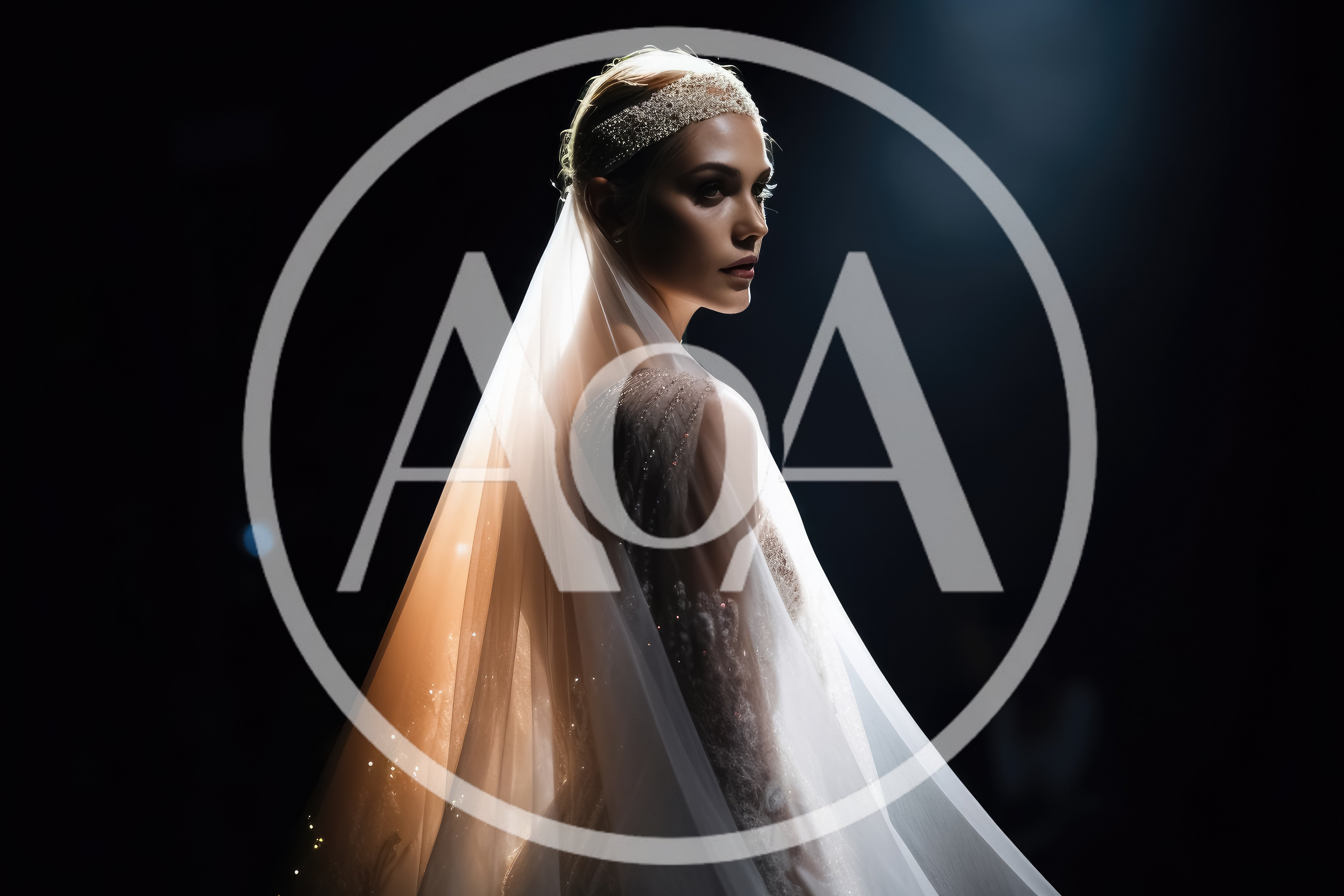 Elegant Bride Wearing A Sparkling Veil And Headpiece