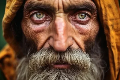 Close Up Portrait Of An Elderly Man With A Beard