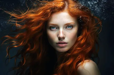 Portrait Of A Redheaded Woman Underwater