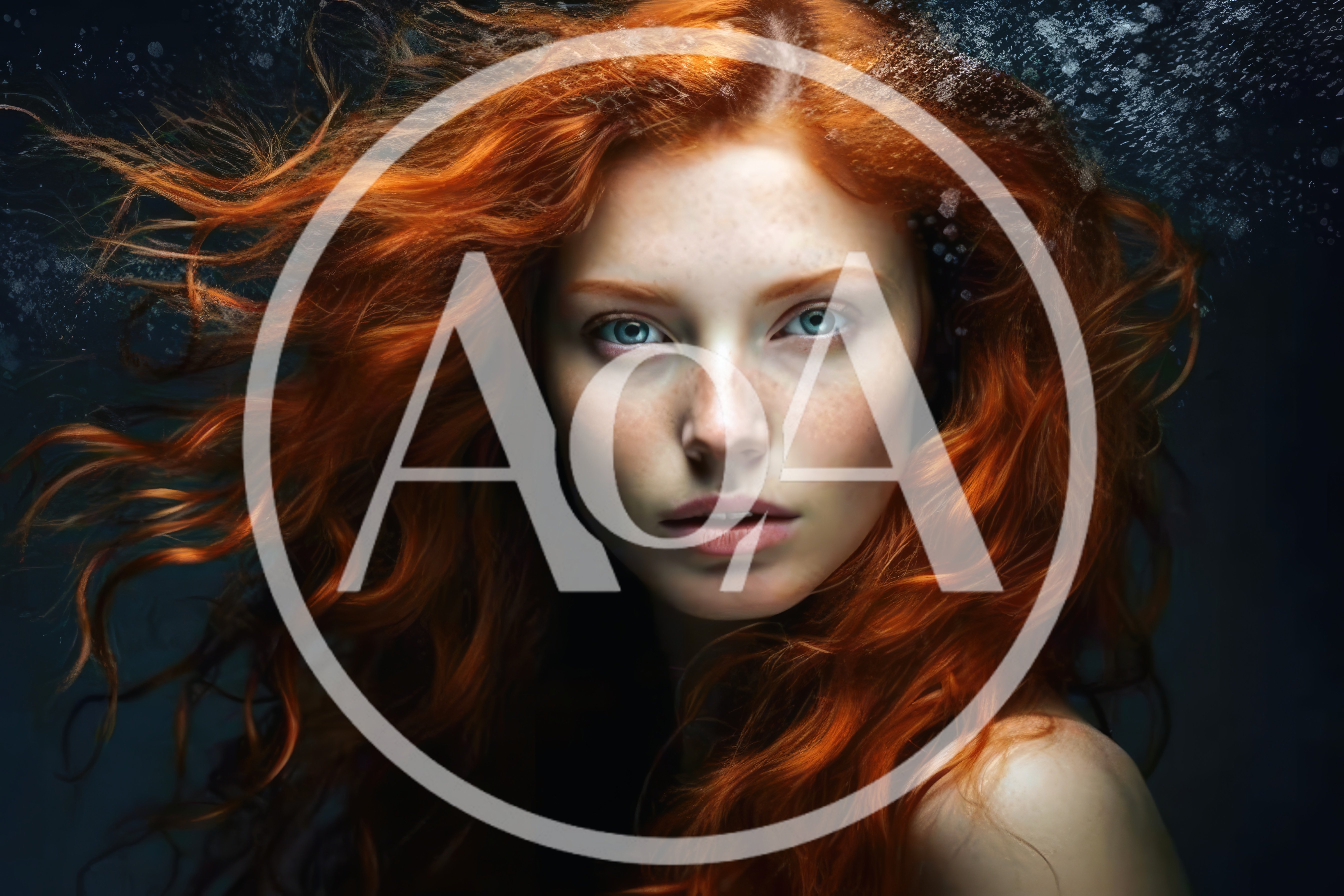 Portrait Of A Redheaded Woman Underwater