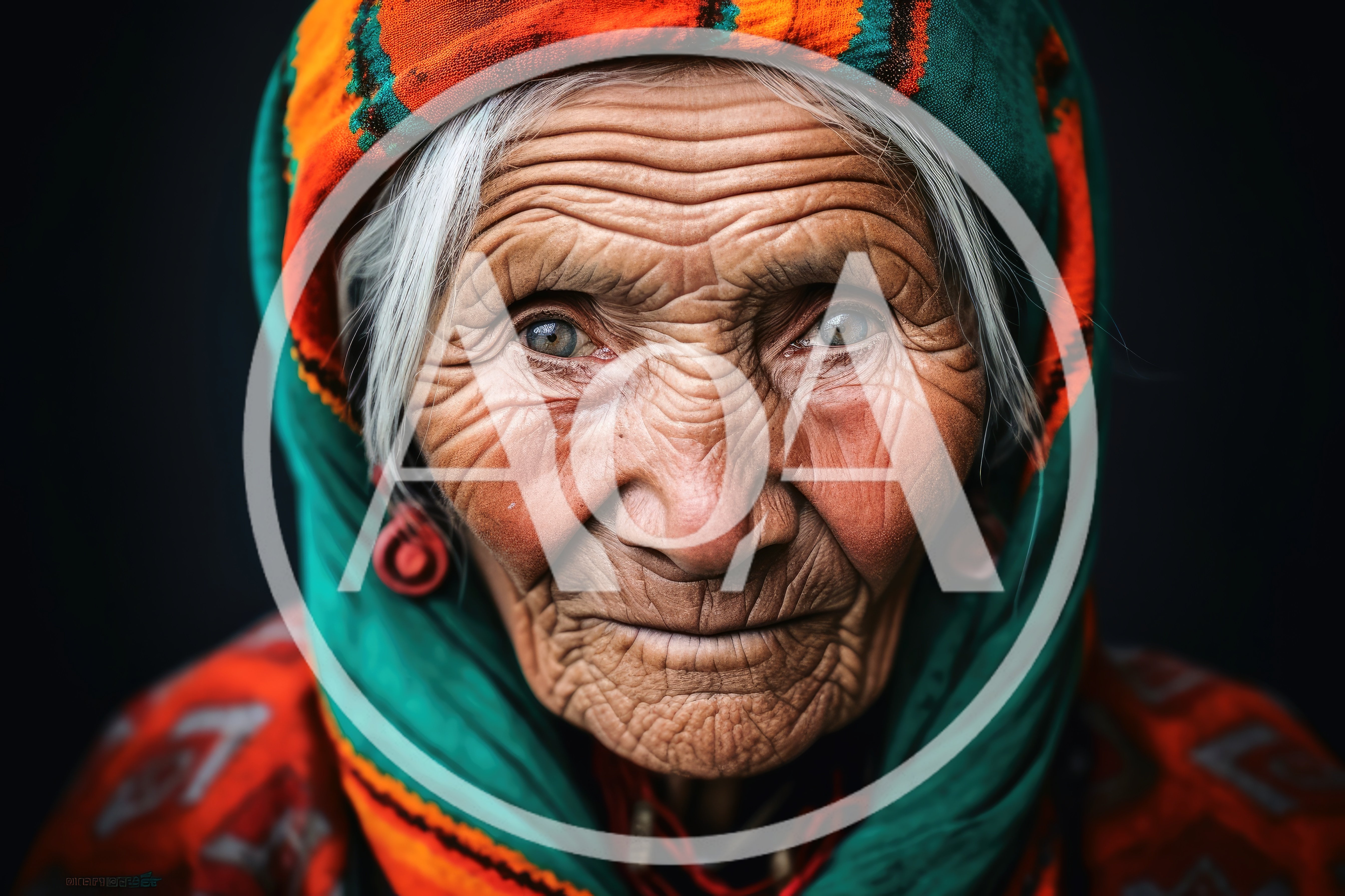 Portrait Of An Elderly Woman With Traditional Headscarf