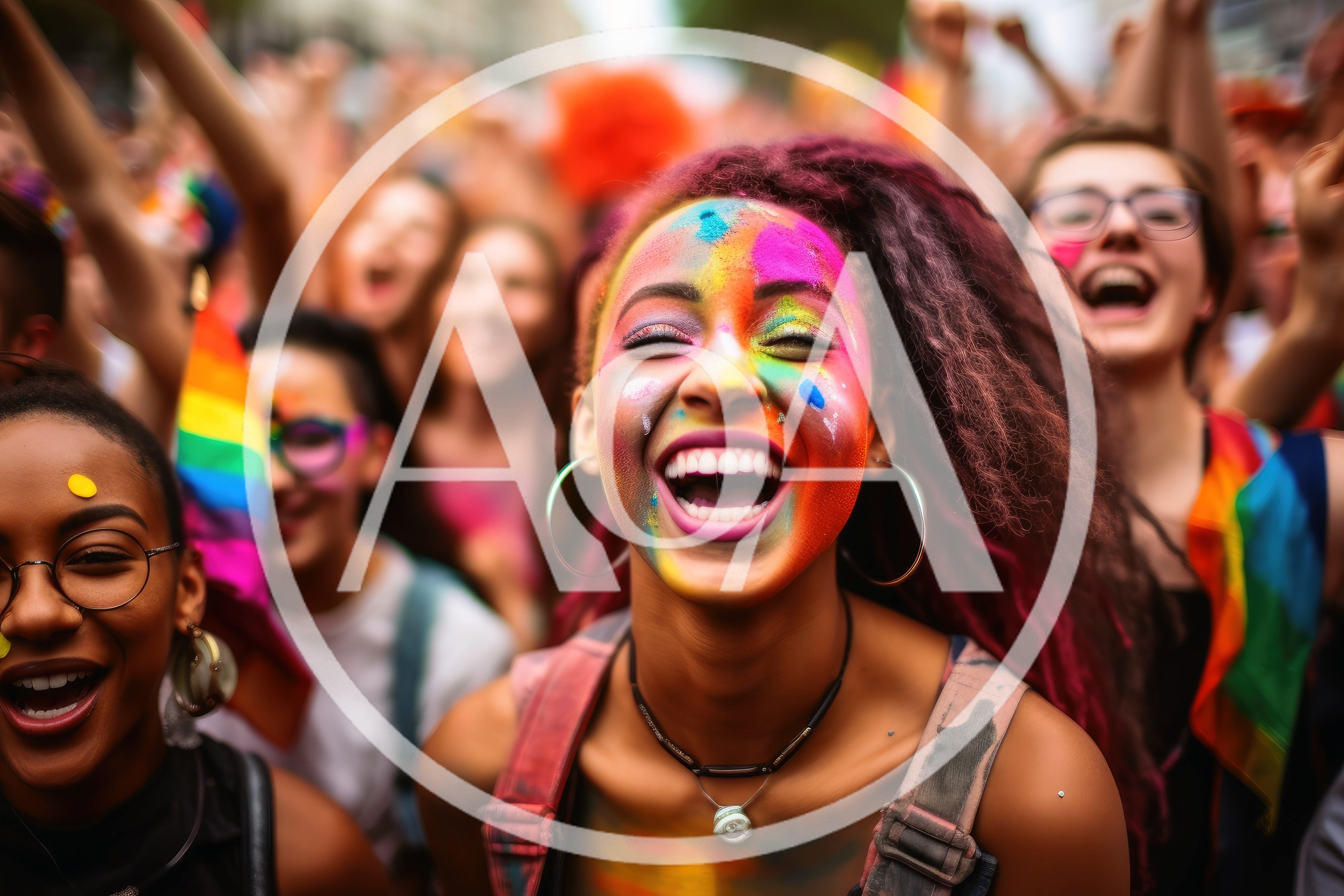 Diverse Group Celebrating at a Vibrant Pride Parade