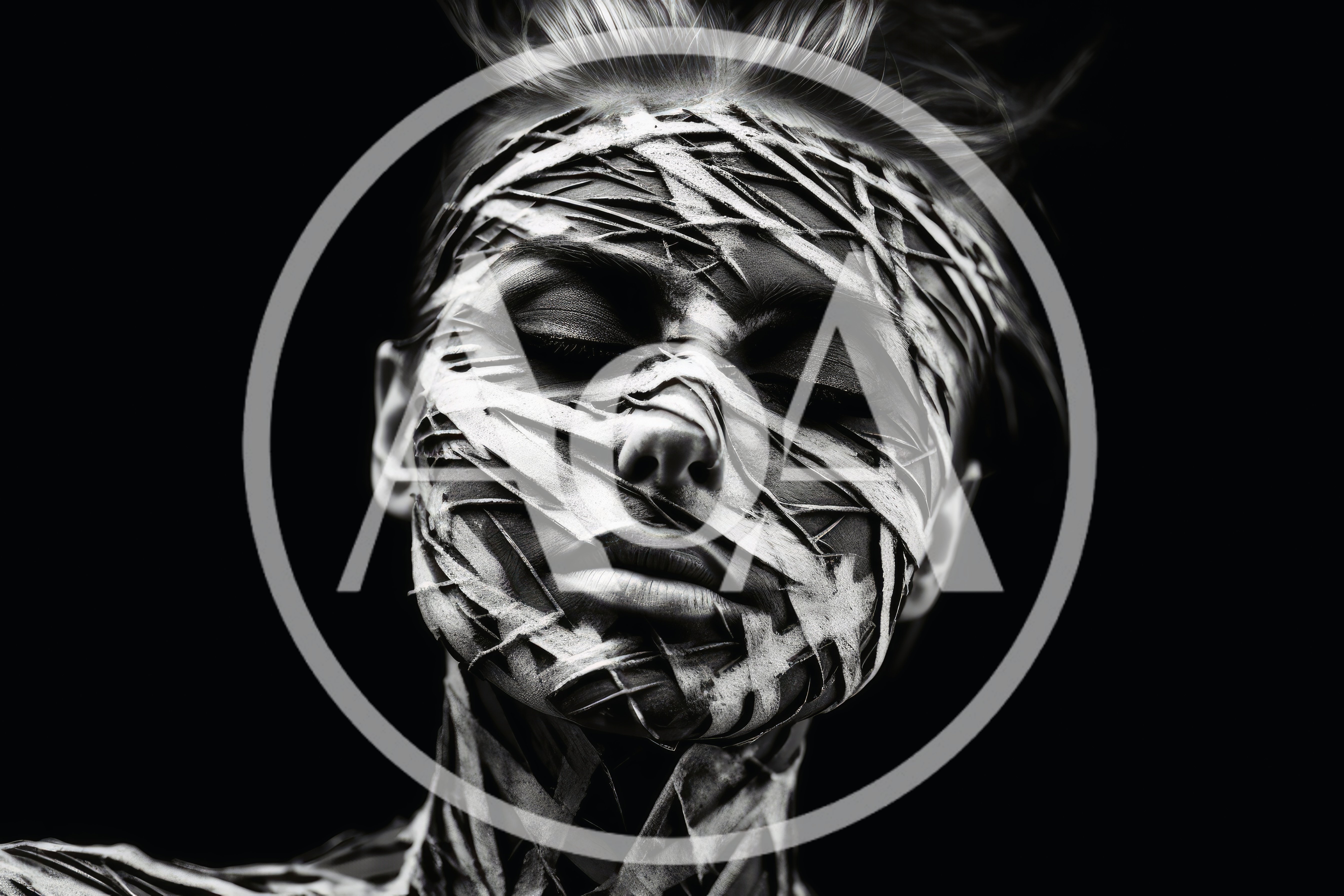 Portrait Of A Woman With Abstract Mummy Face Paint