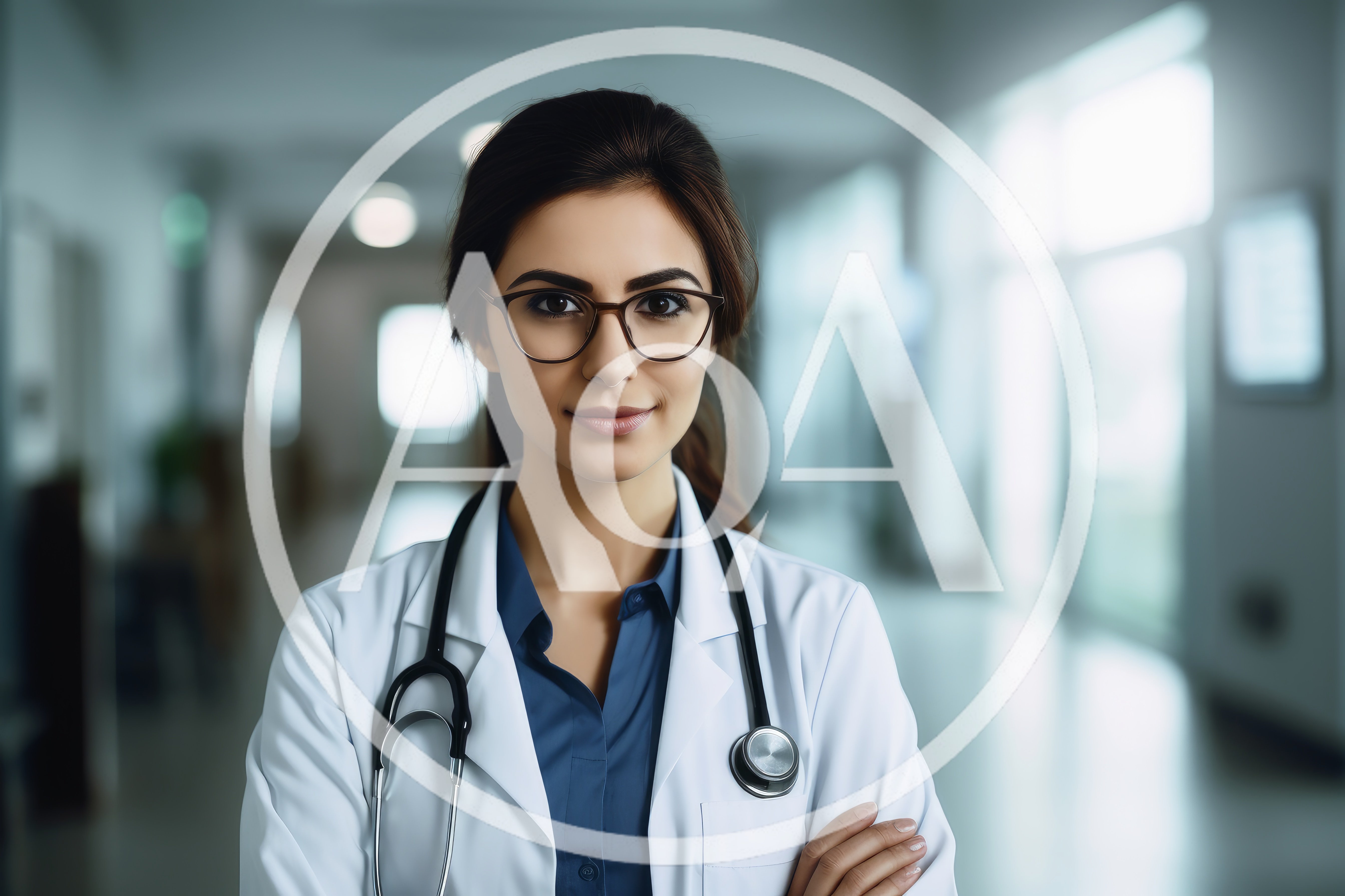 Female Doctor Standing In Hospital Corridor