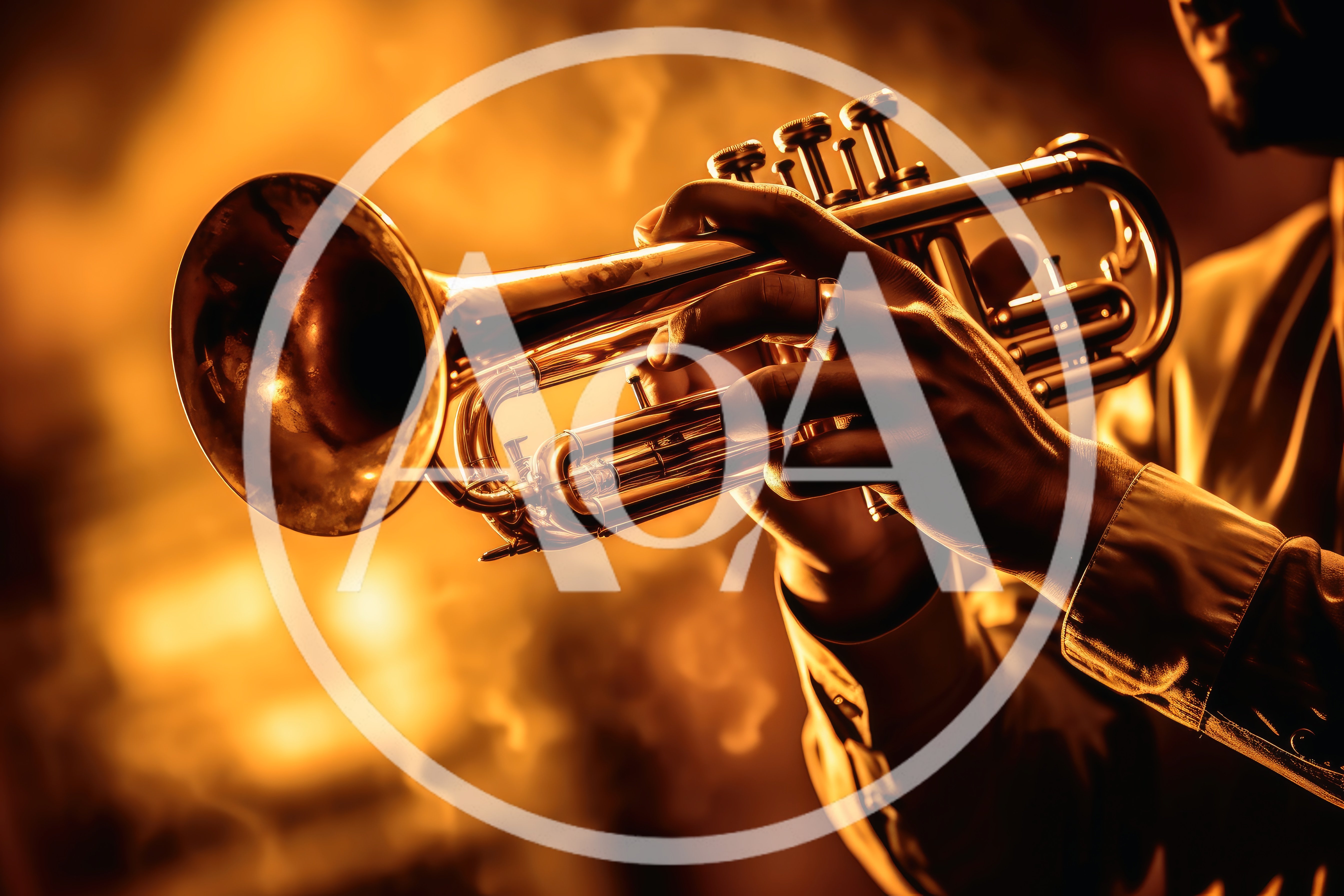 Close Up Of A Musician Playing A Golden Trumpet