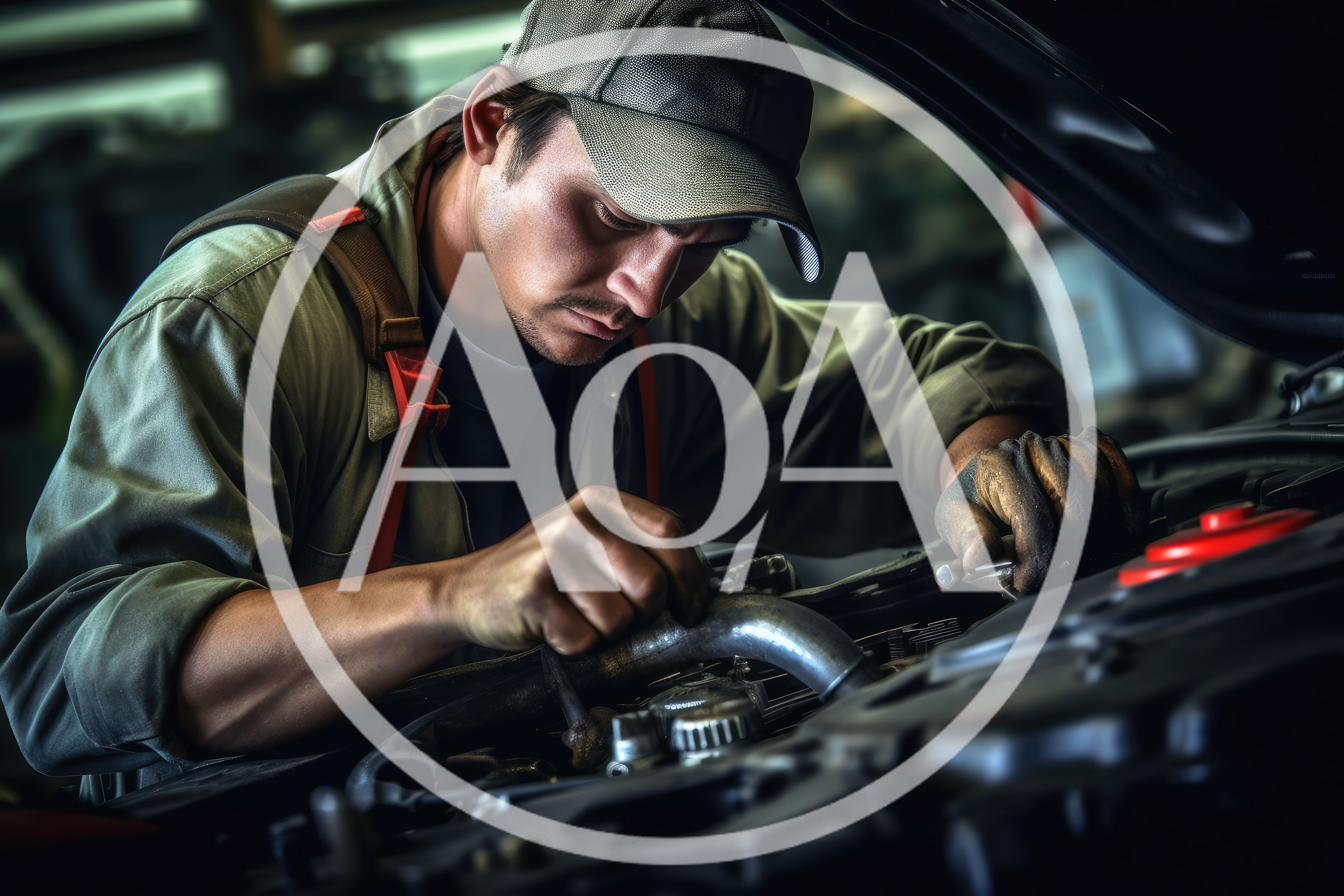 Professional Mechanic Repairing Car Engine In Auto Workshop