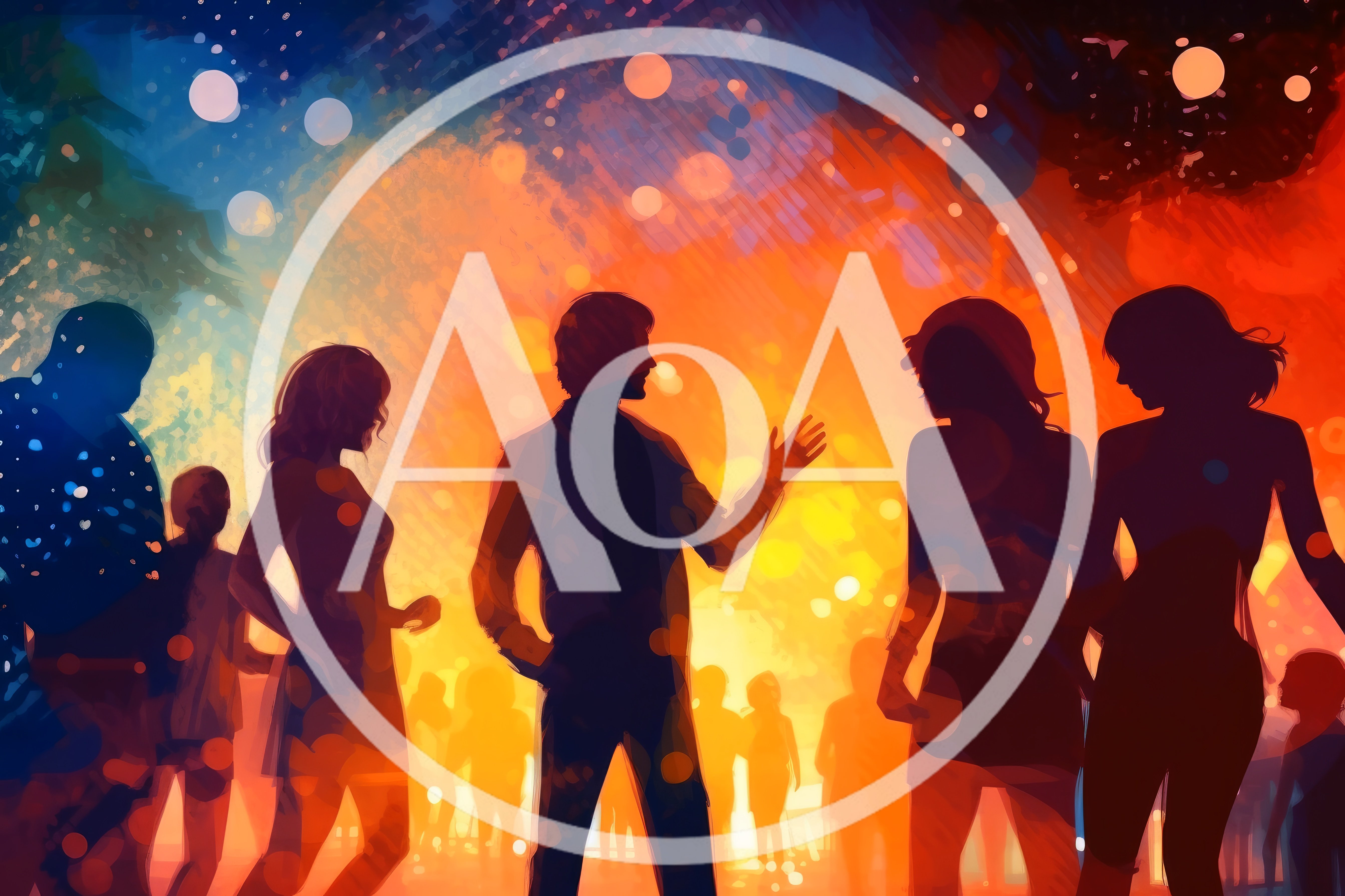 Silhouettes Of People Socializing At A Vibrant Night Party