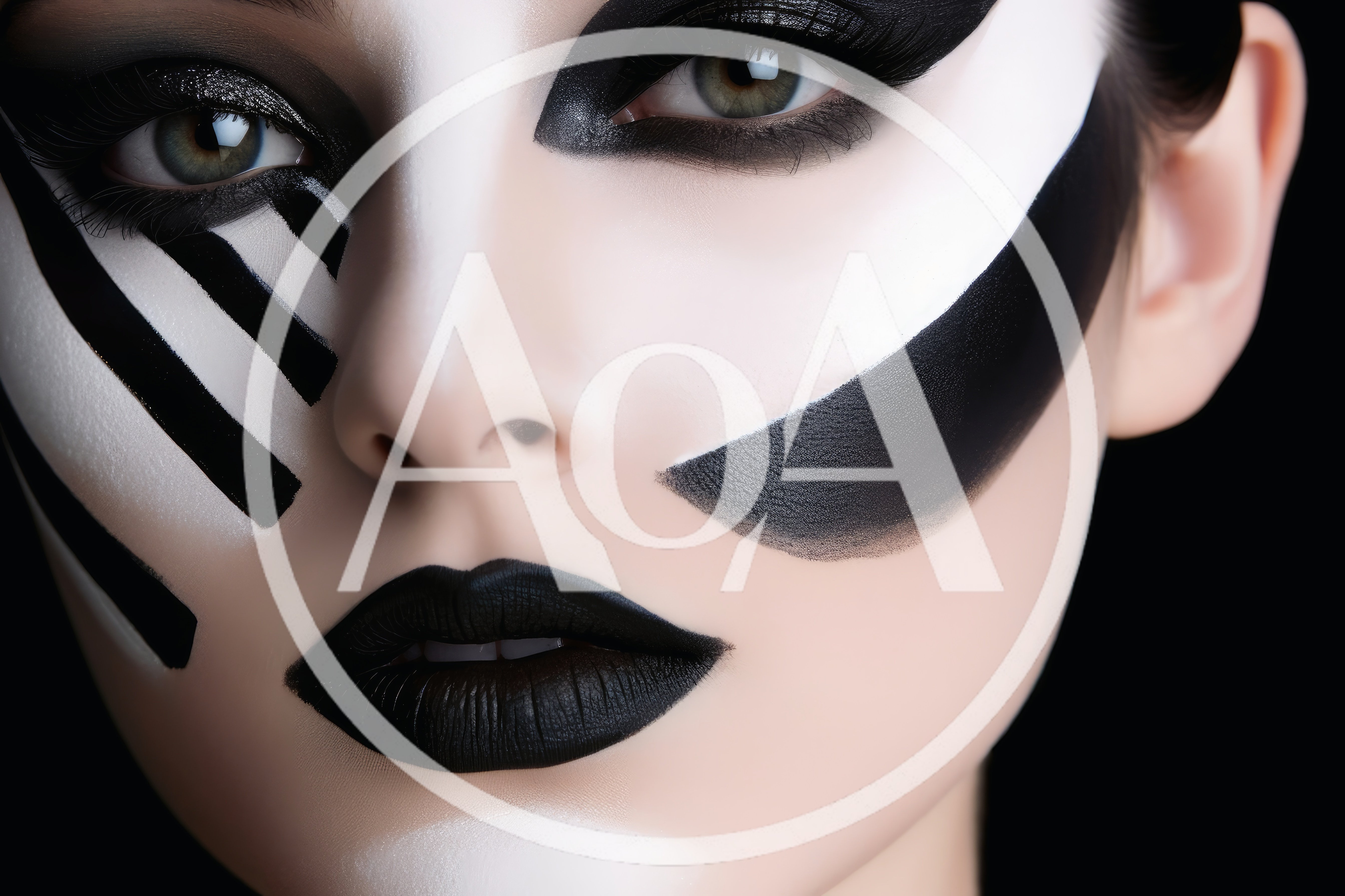 Close Up Portrait Of Woman With Artistic Black Makeup