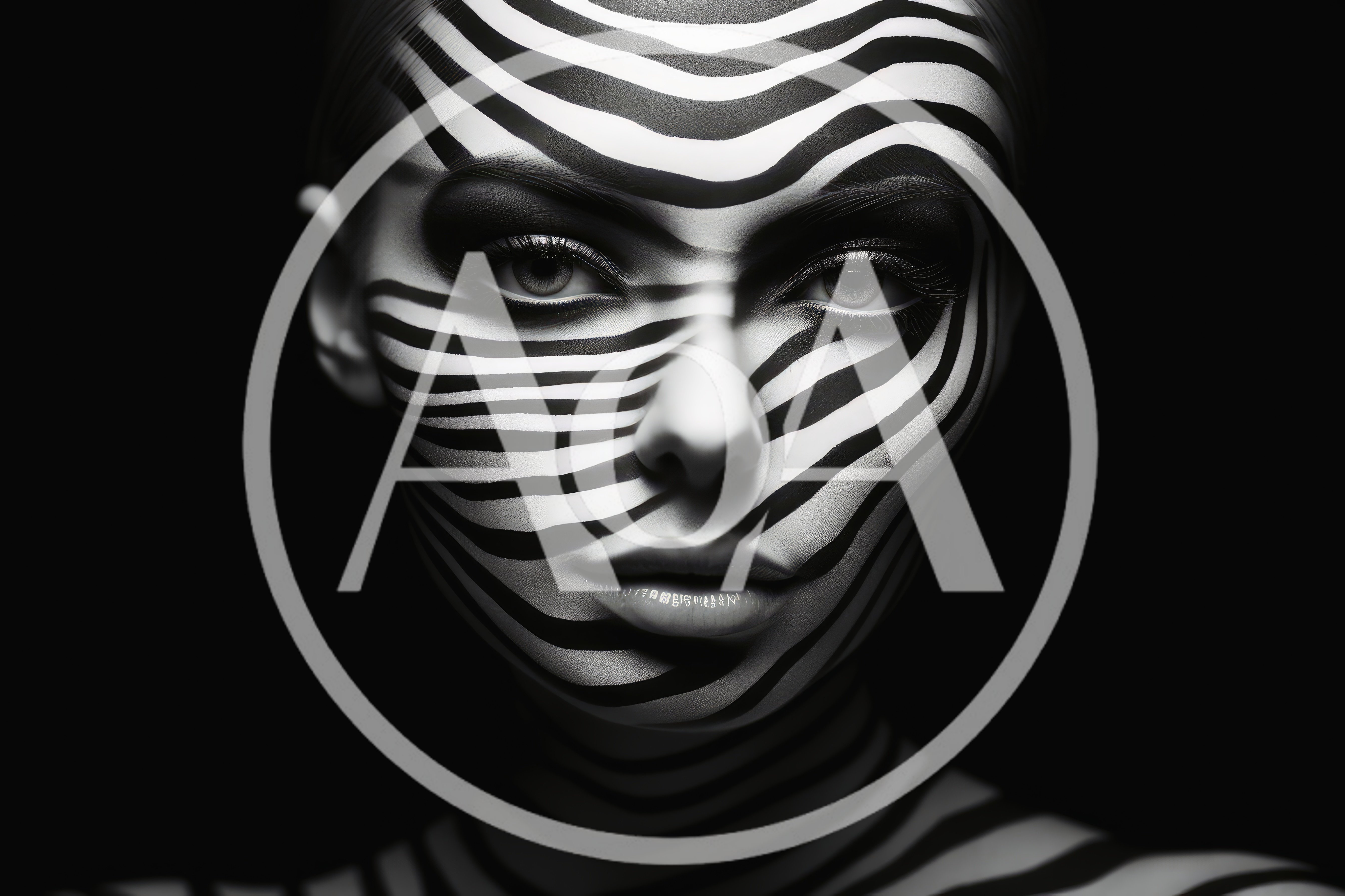 Portrait Of A Woman With Zebra Stripe Face Paint