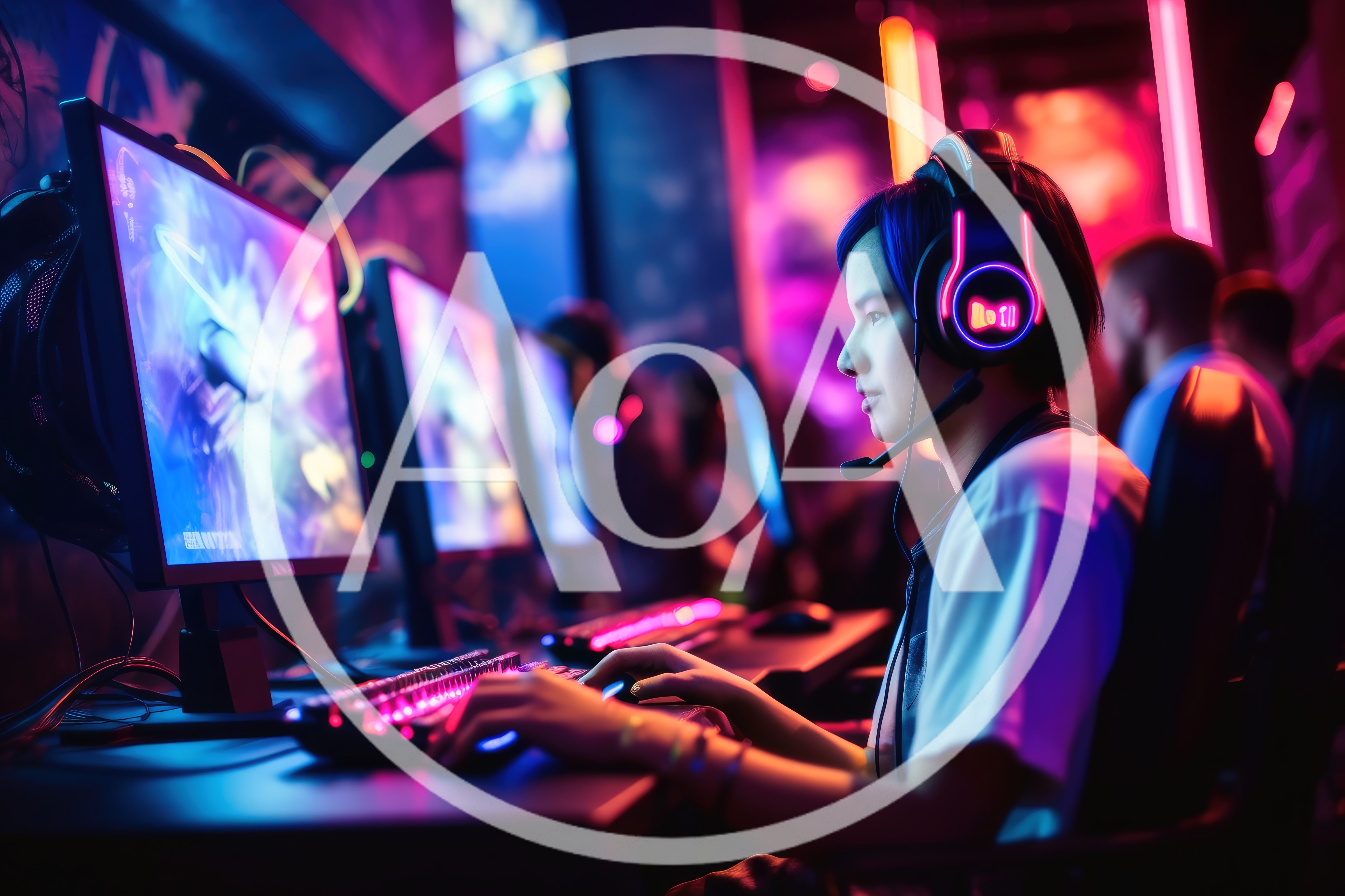Young Gamer Playing Competitive Video Game In Esports Arena