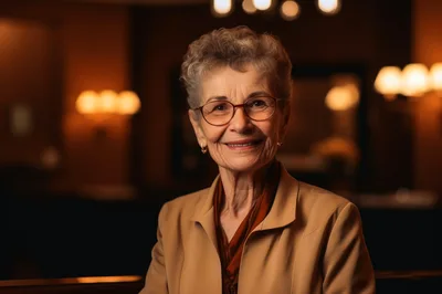 Portrait Of A Smiling Elderly Woman In Professional Attire