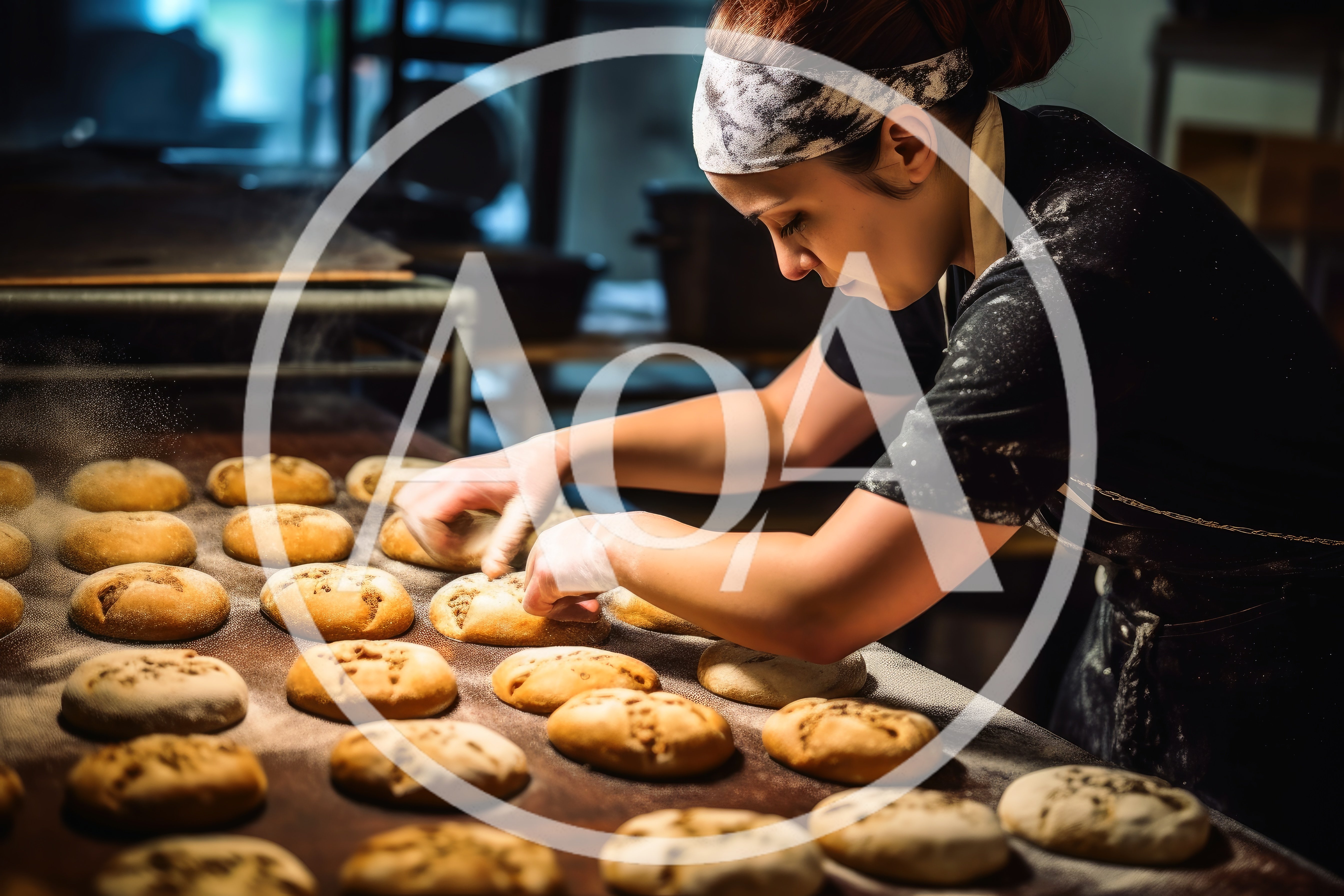 Professional Baker Preparing Fresh Dough Rolls In Bakery