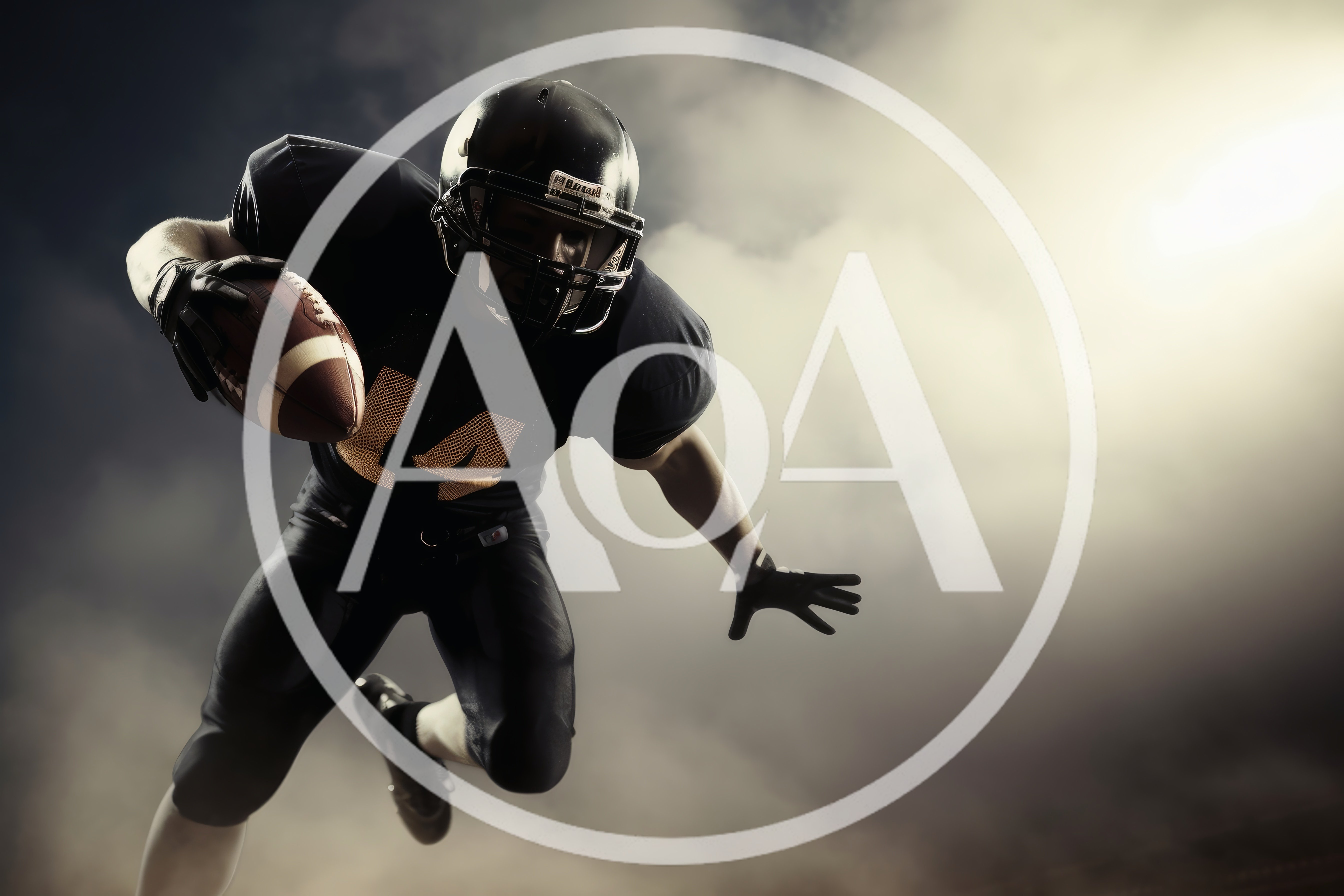 American Football Player Running With Ball