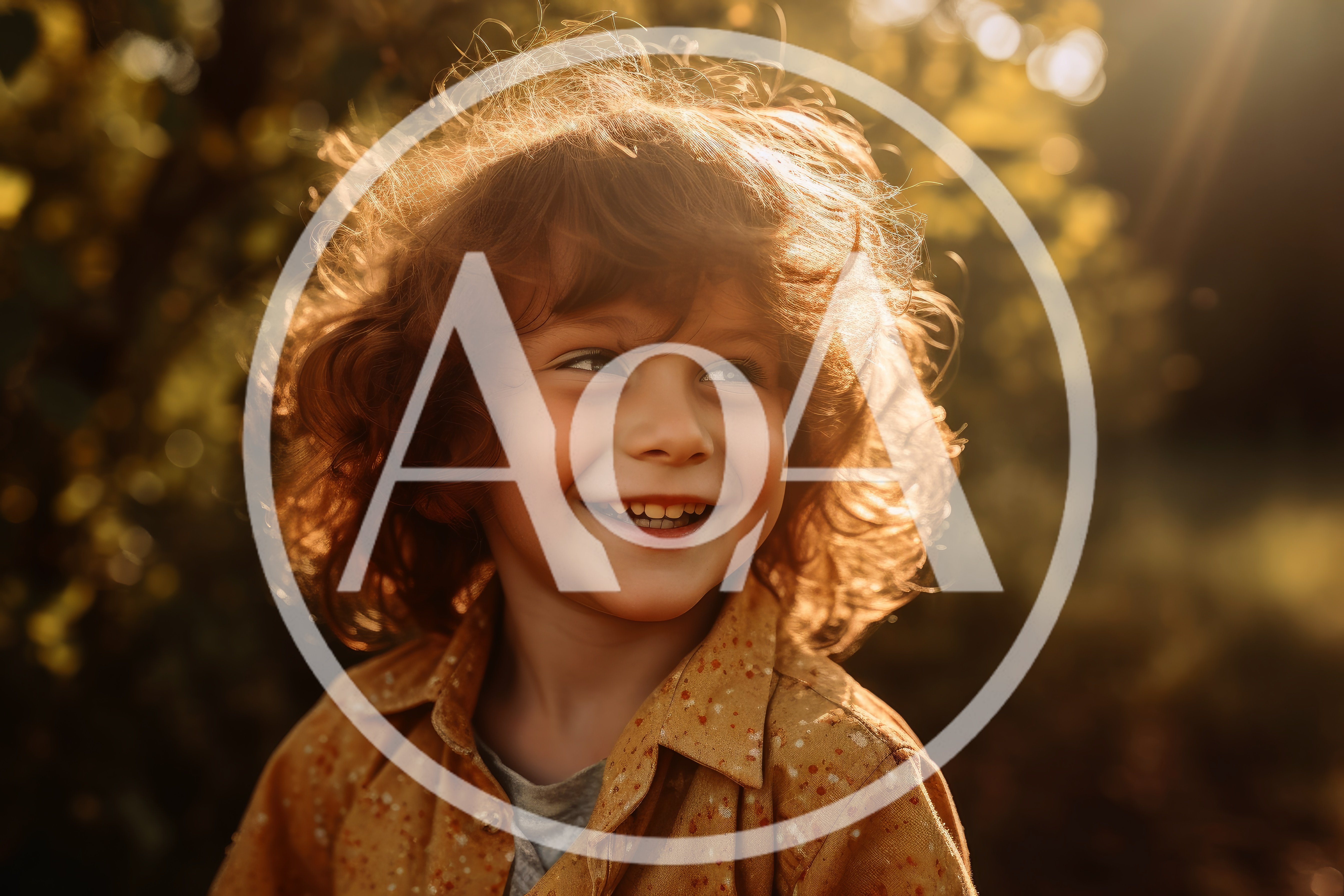 Happy Young Child With Curly Hair Outdoors