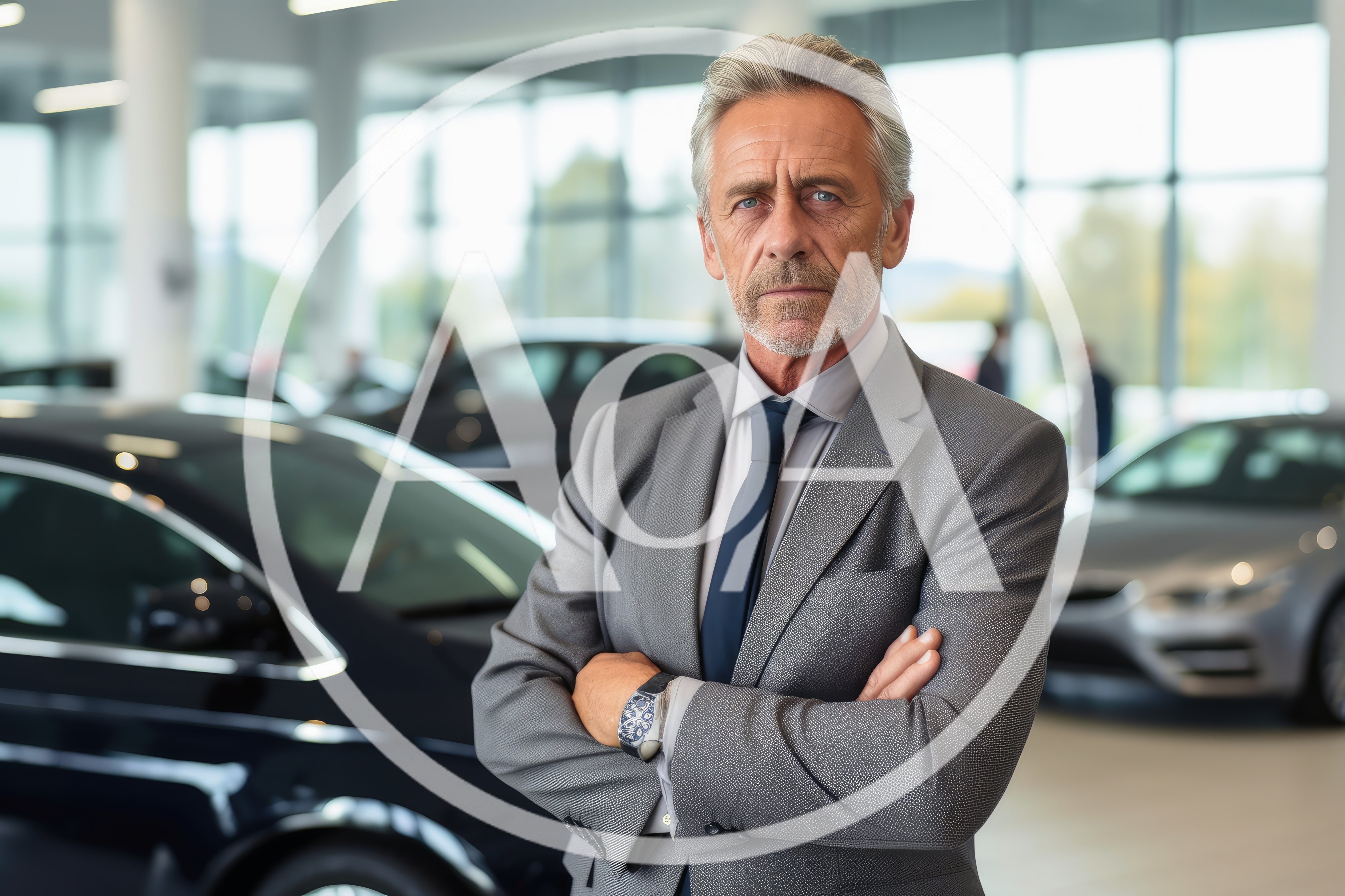 Professional Car Dealership Manager Standing In Showroom