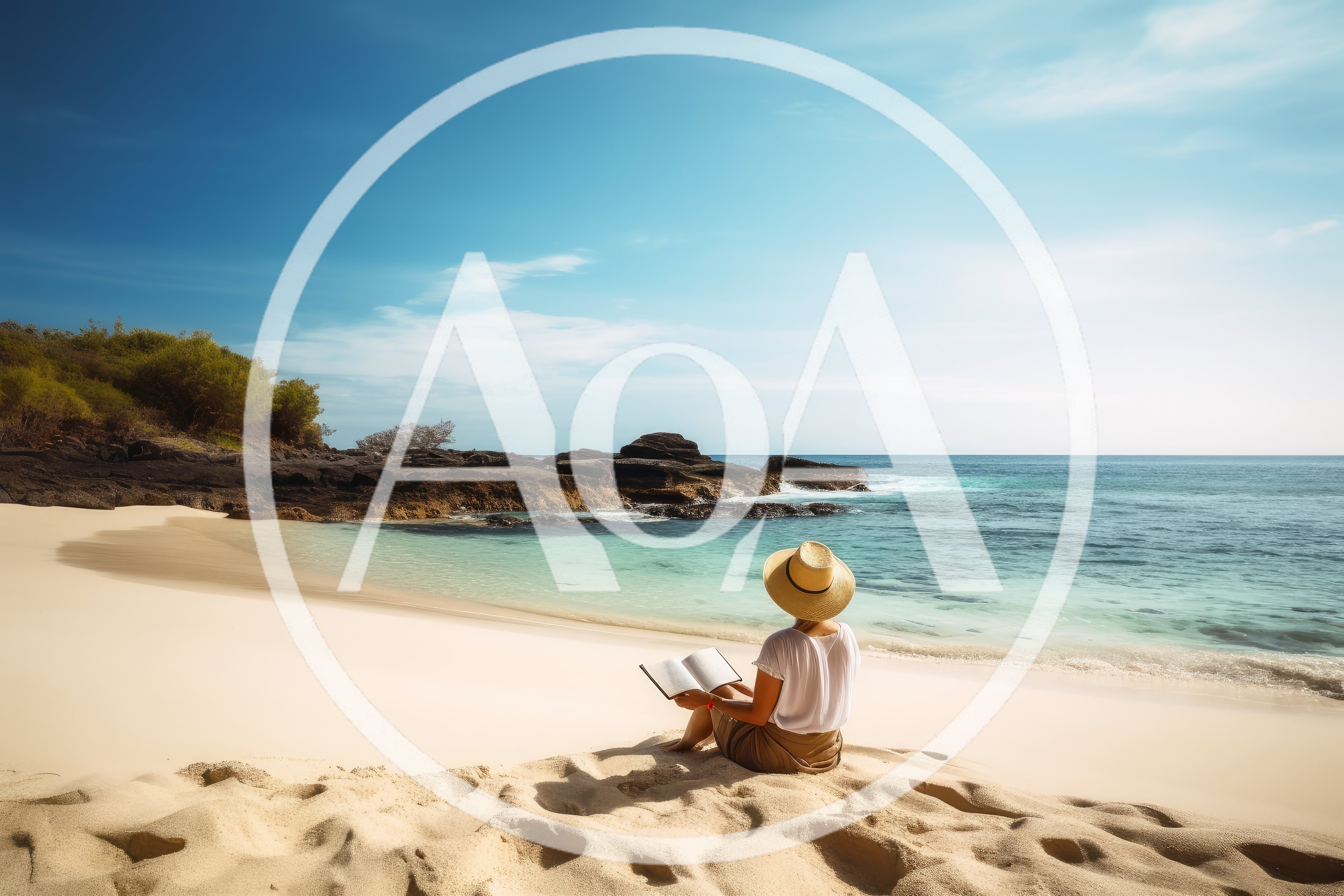Woman Reading A Book On A Tropical Beach