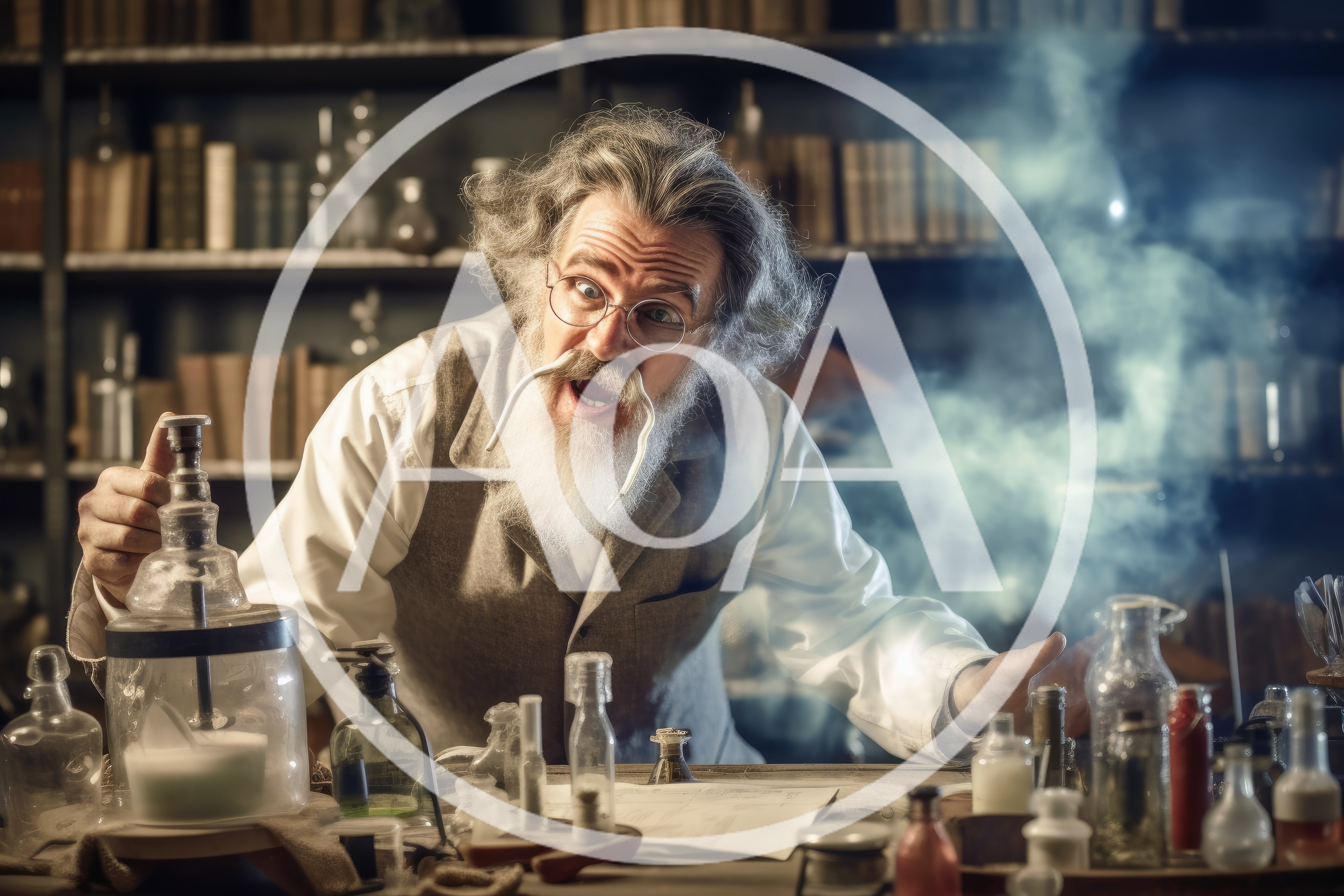 Eccentric Scientist Conducting Chemical Experiment In Laboratory