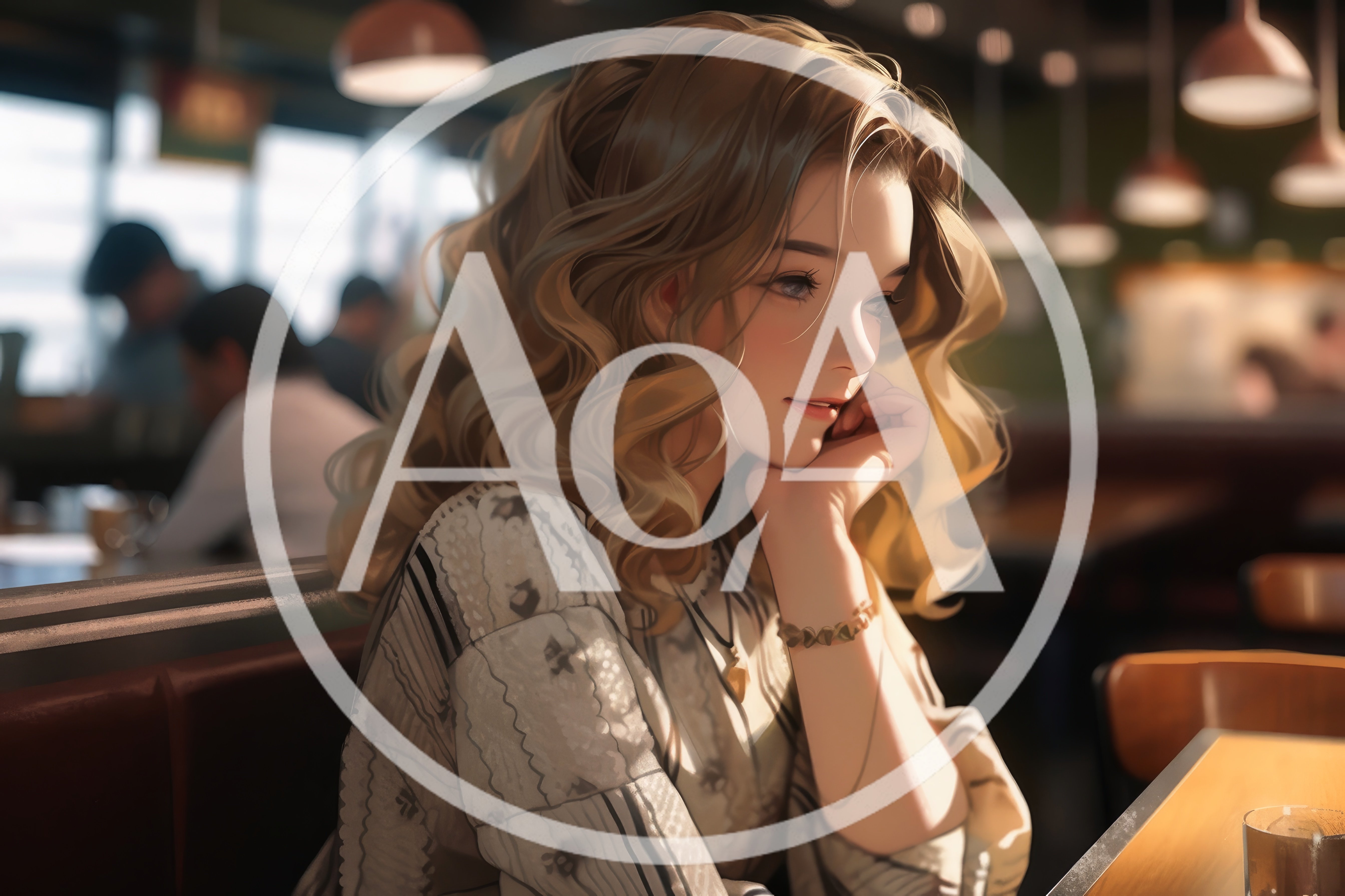 Young Woman Sitting Thoughtfully In A Cozy Cafe