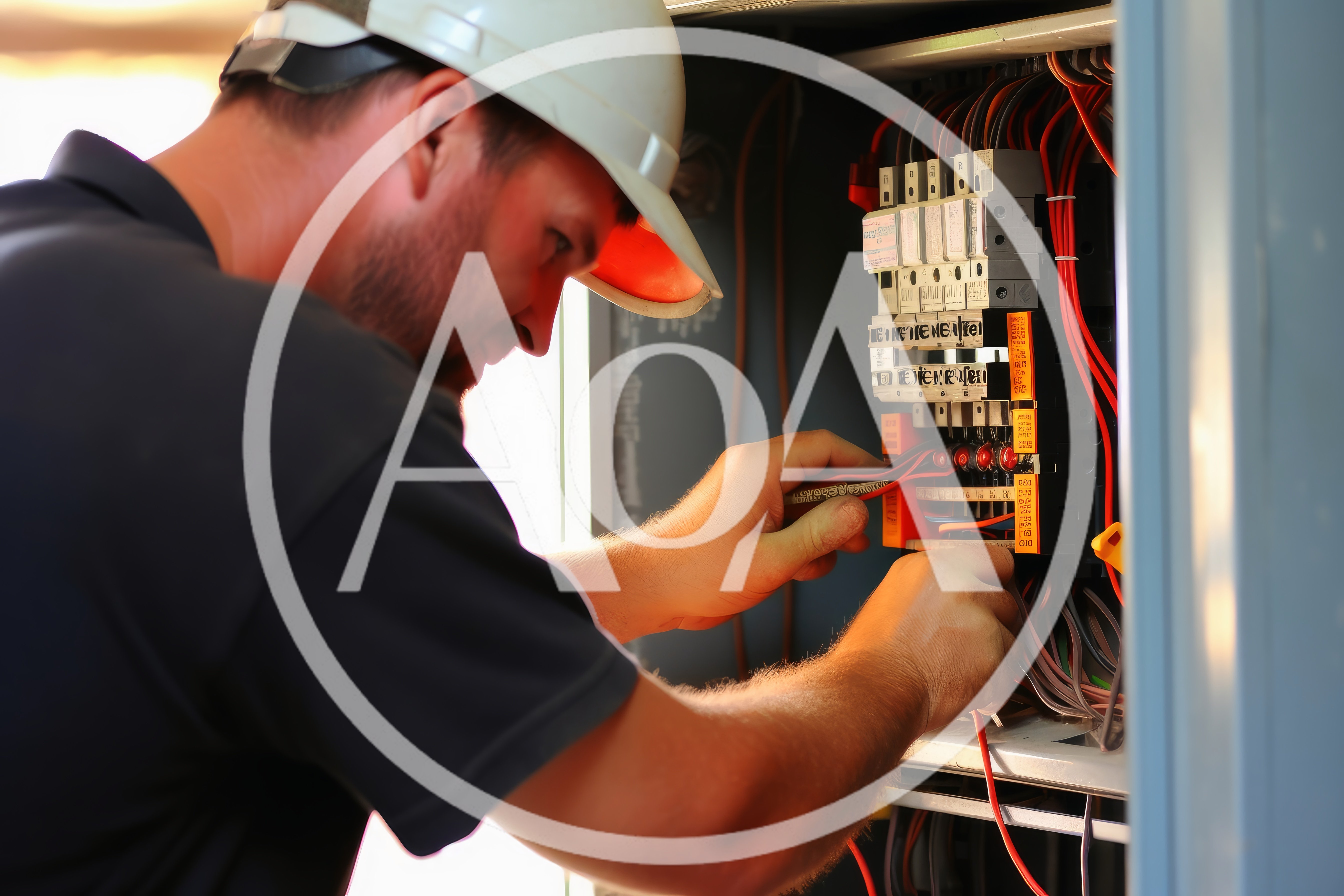Electrician Working On Industrial Electrical Control Panel
