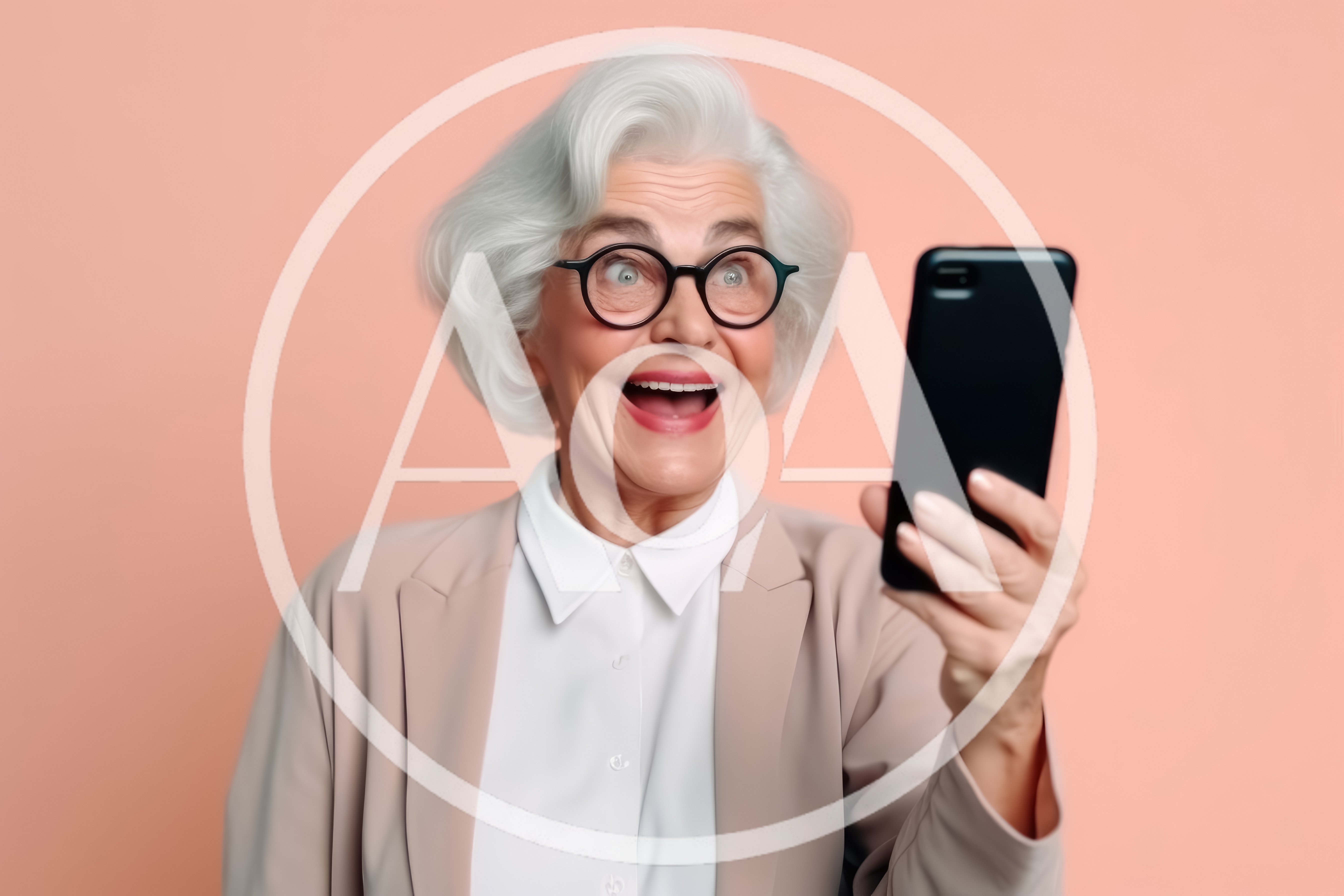 Surprised Senior Woman Looking At Smartphone