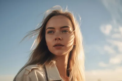 Portrait Of A Young Blonde Woman Outdoors