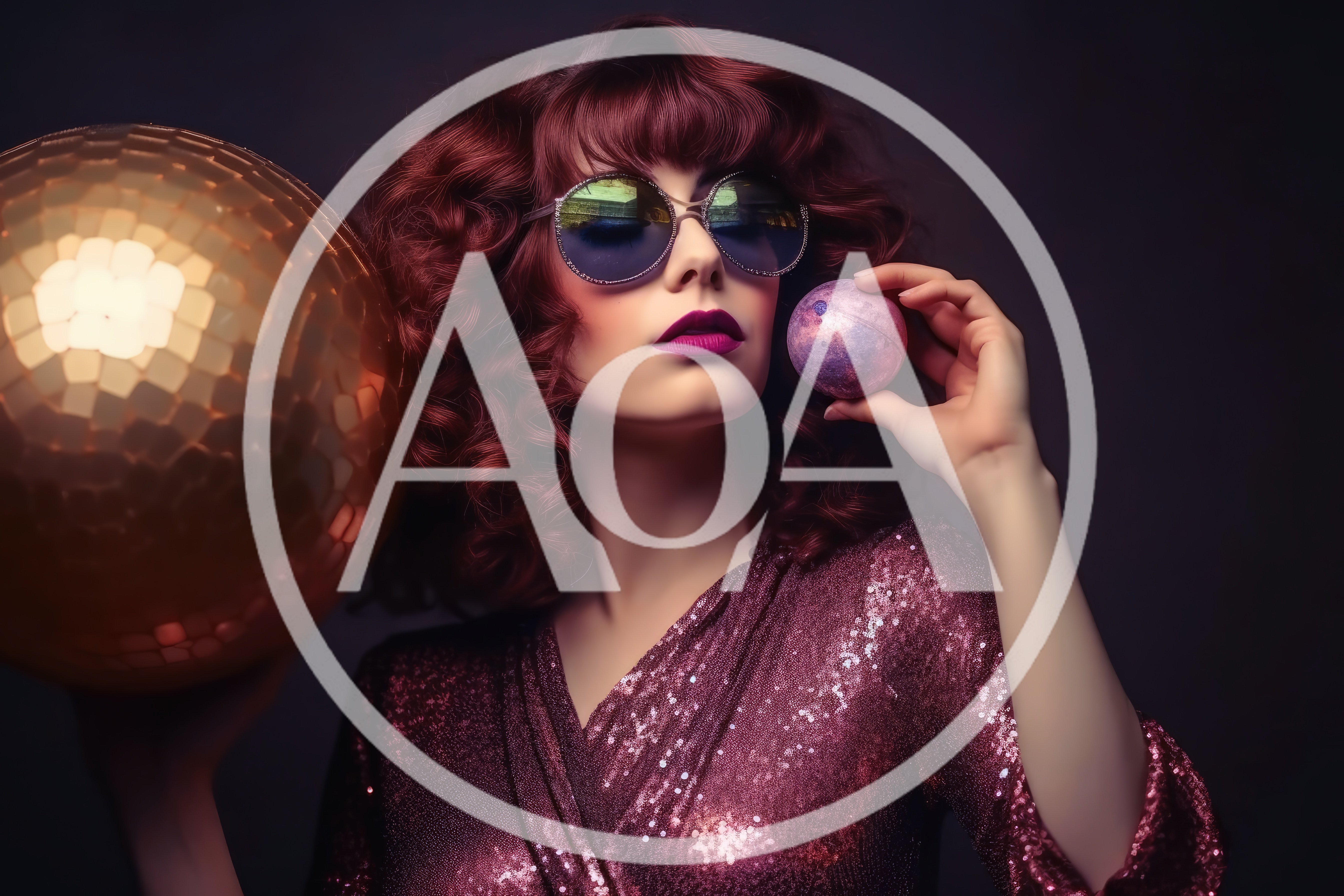 Glamorous Woman Holding Disco Ball And Bath Bomb