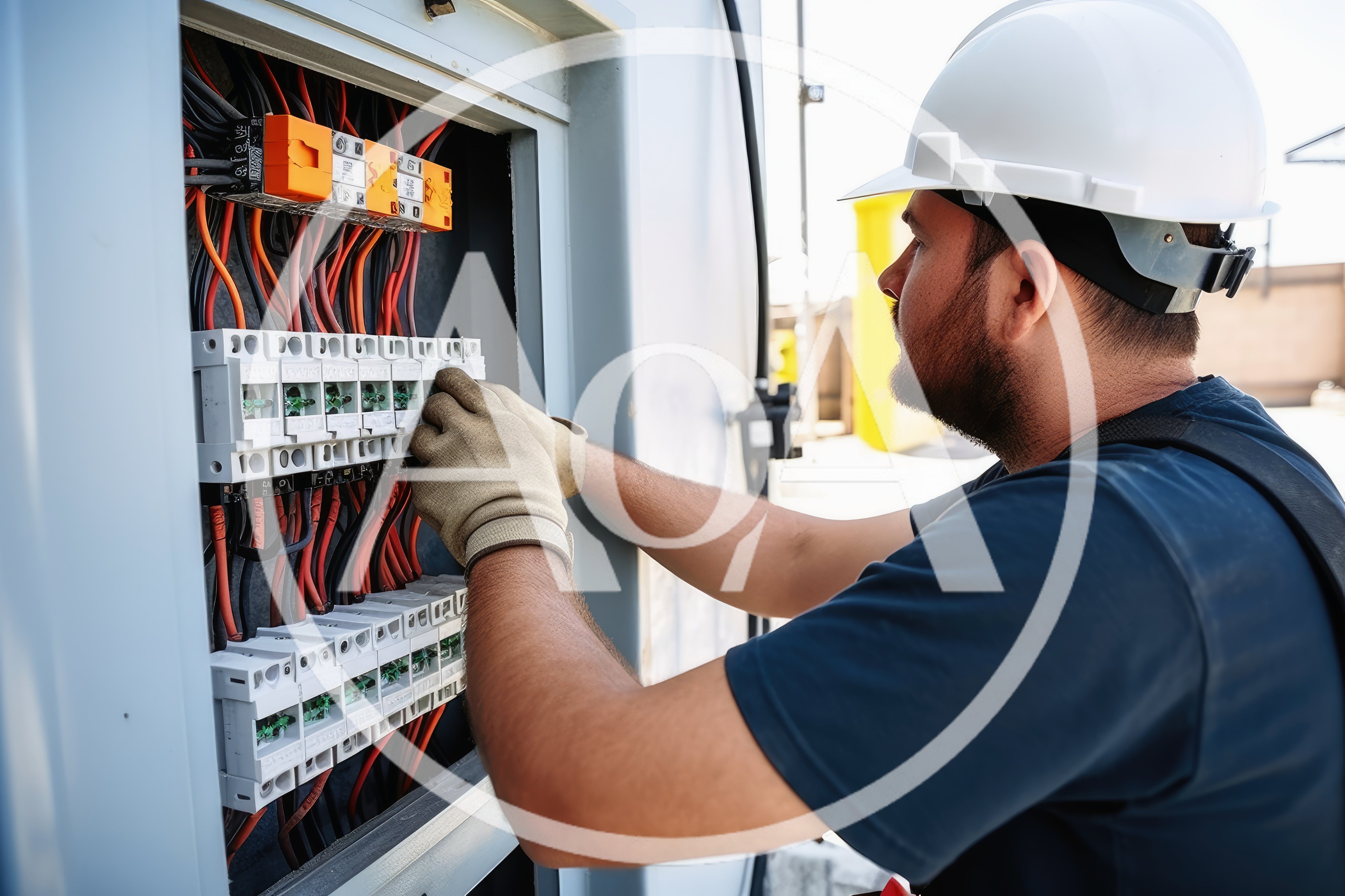 Electrician Working On Industrial Electrical Control Panel