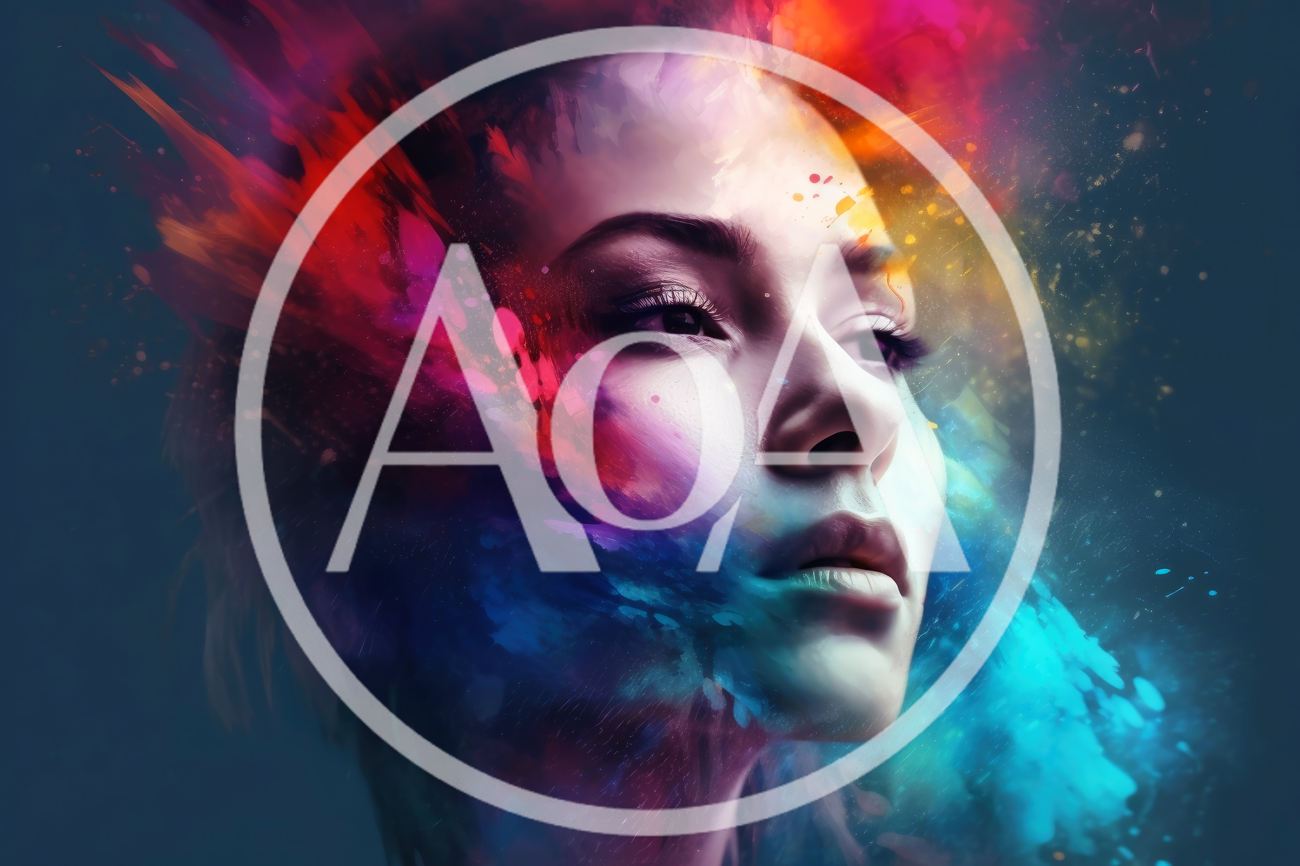 Abstract Portrait Of A Woman With Colorful Paint Splashes