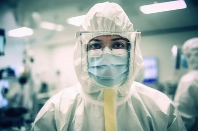 Healthcare Worker Wearing Full Personal Protective Equipment