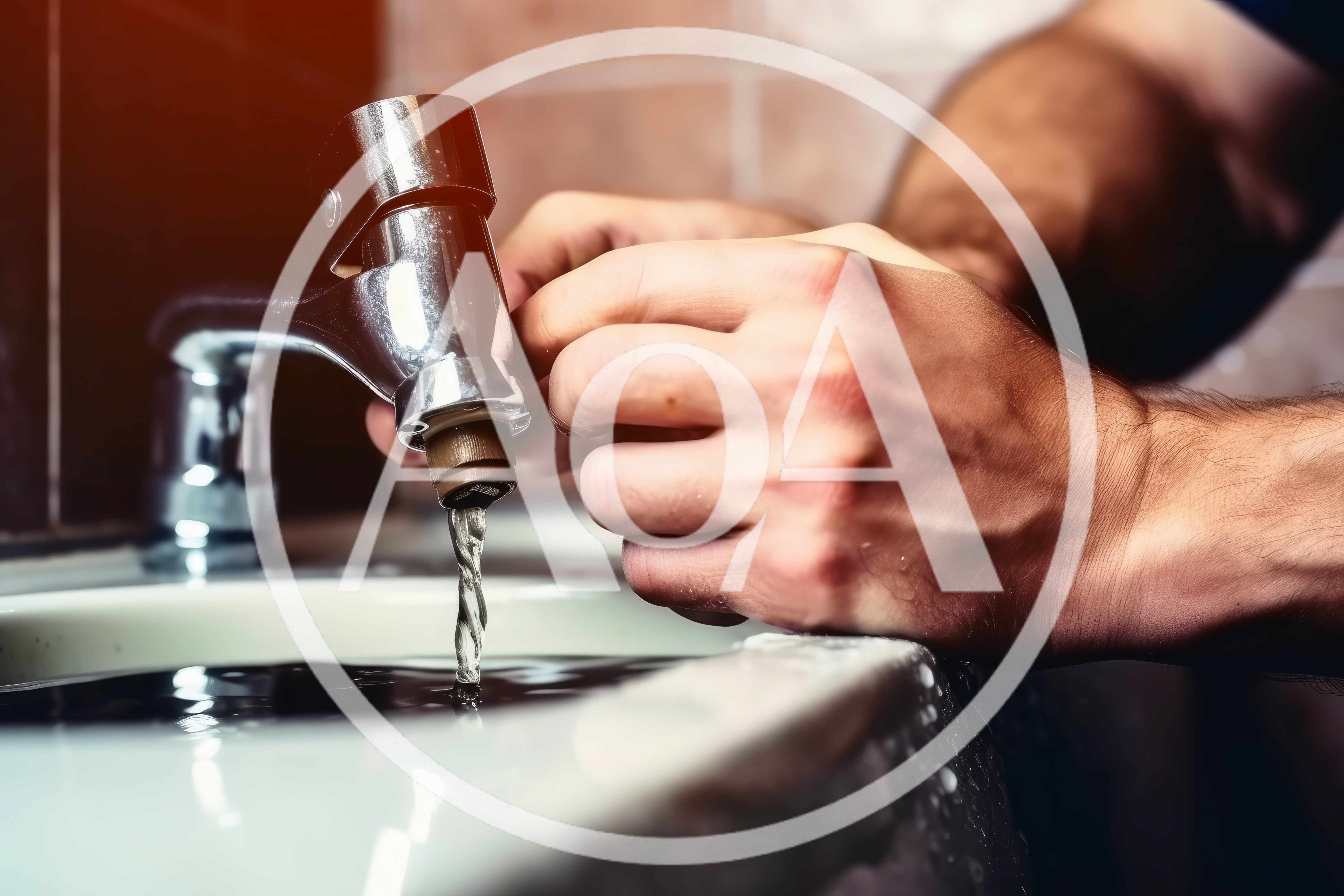 Man Repairing A Leaking Bathroom Faucet
