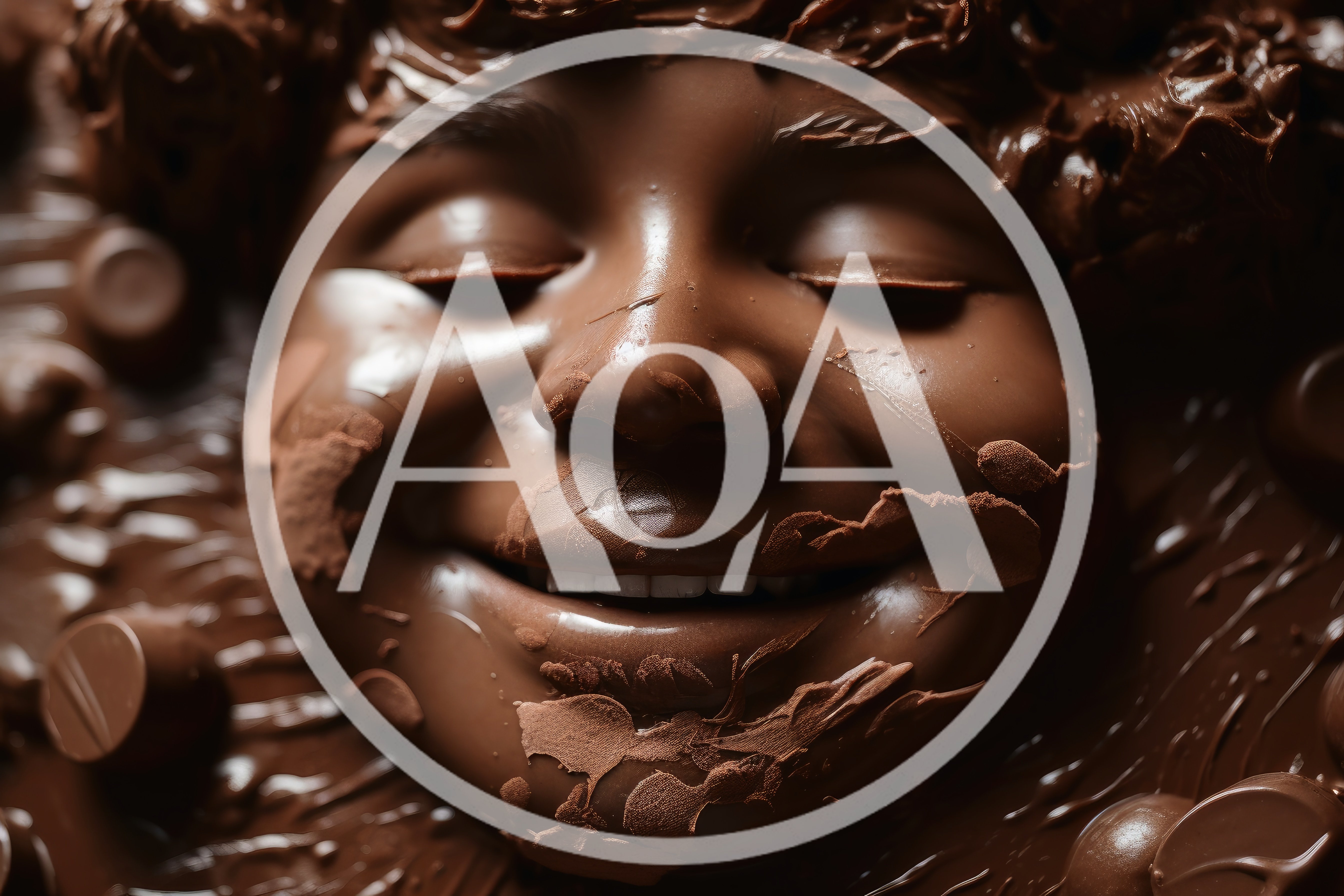 Close Up Of A Child Covered In Melted Chocolate
