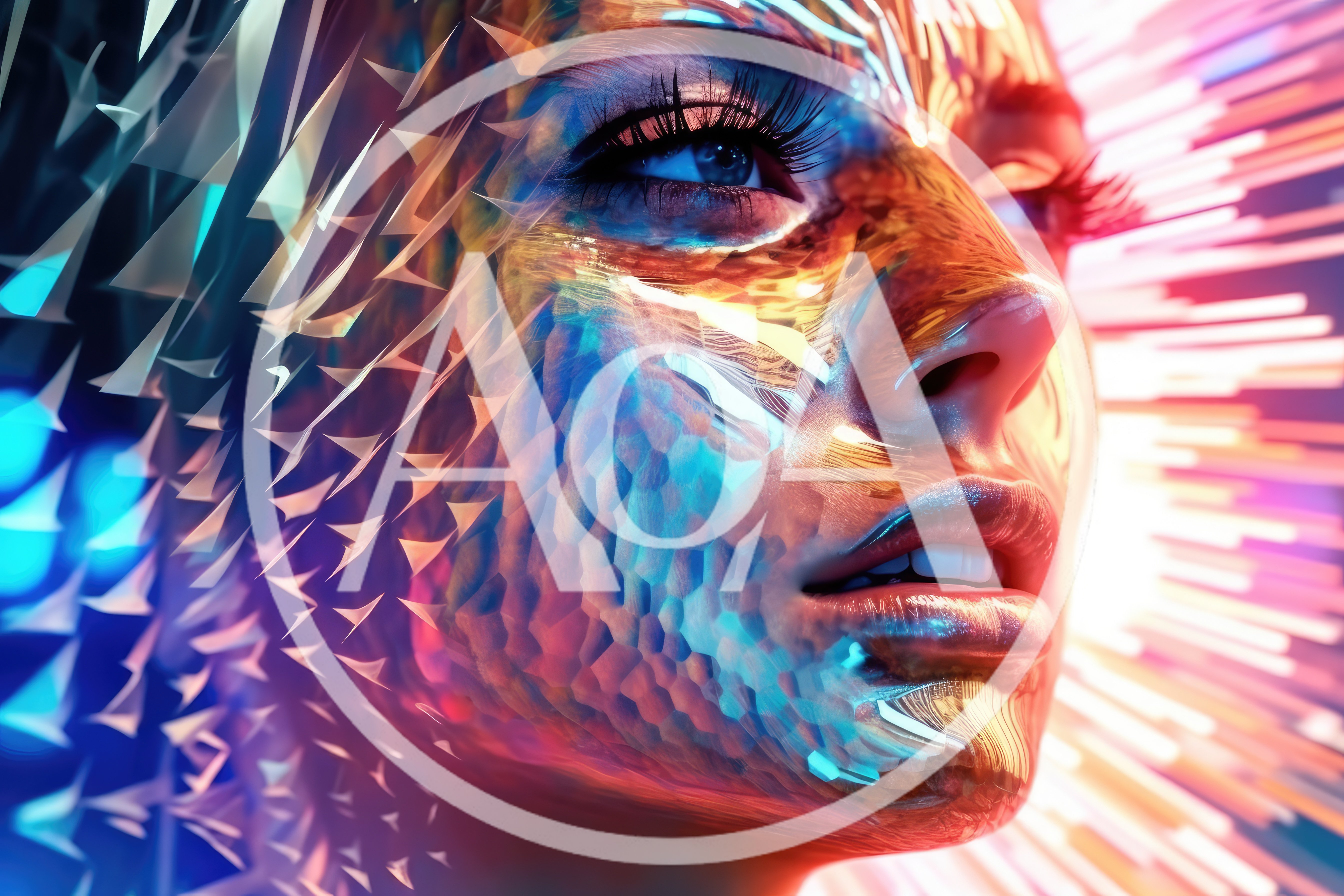 Abstract Digital Portrait Of A Futuristic Human Face