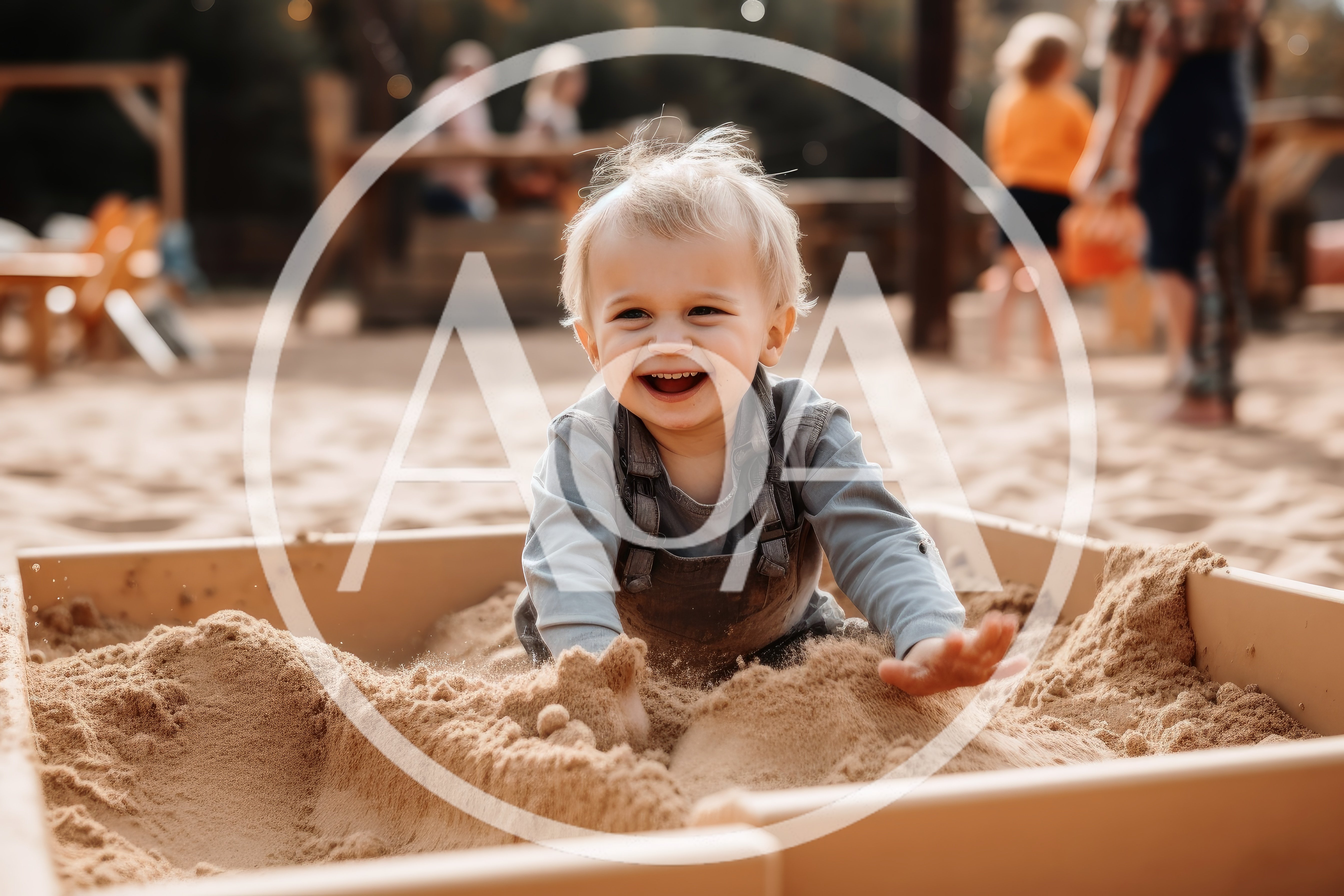 Happy Toddler Playing In A Sandbox