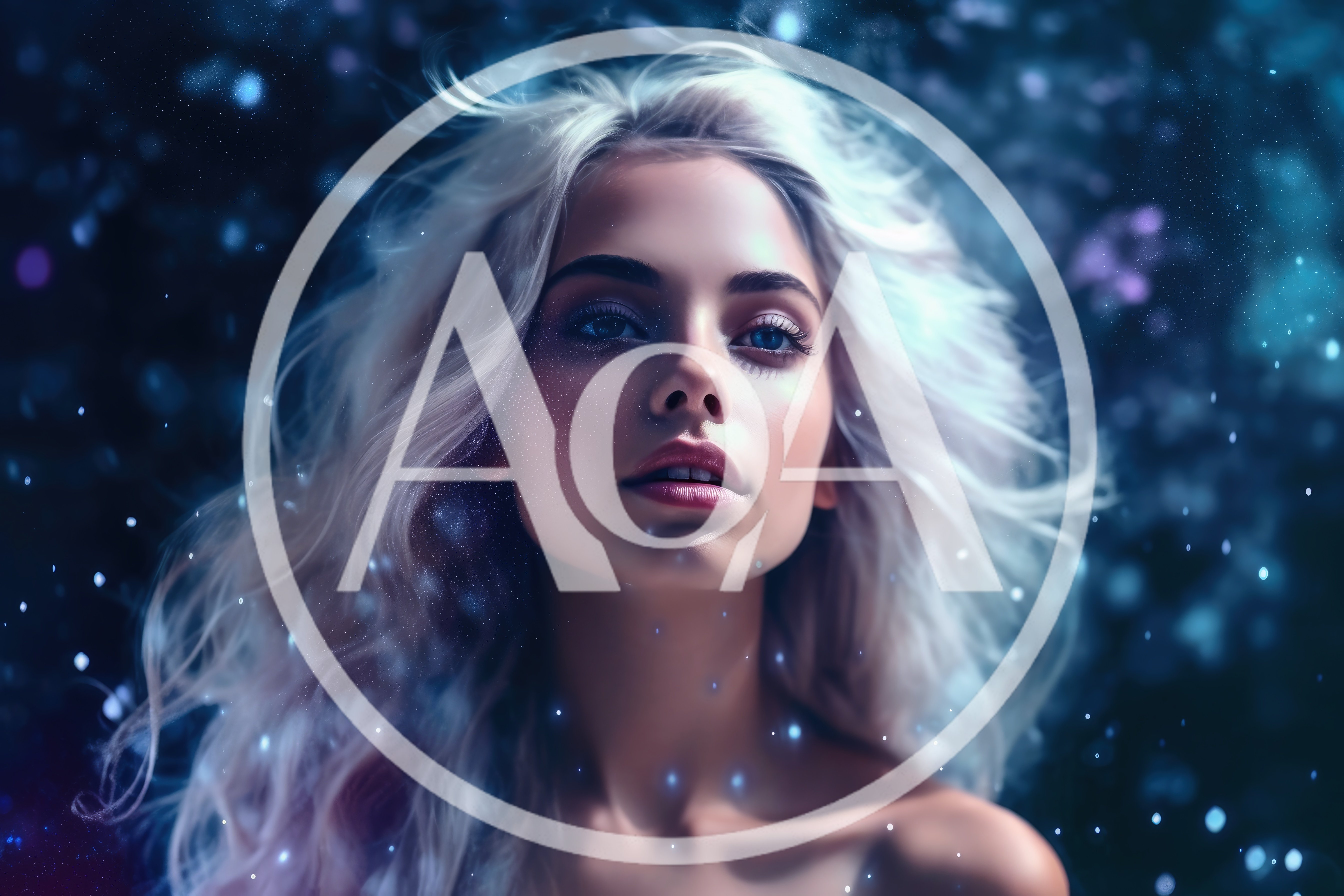 Ethereal Woman With Flowing Blonde Hair In Cosmic Setting